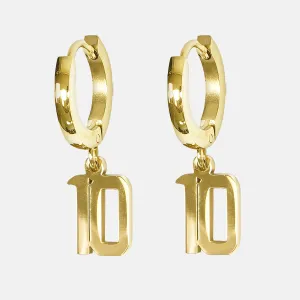 10 Number Earring - Gold Plated Stainless Steel