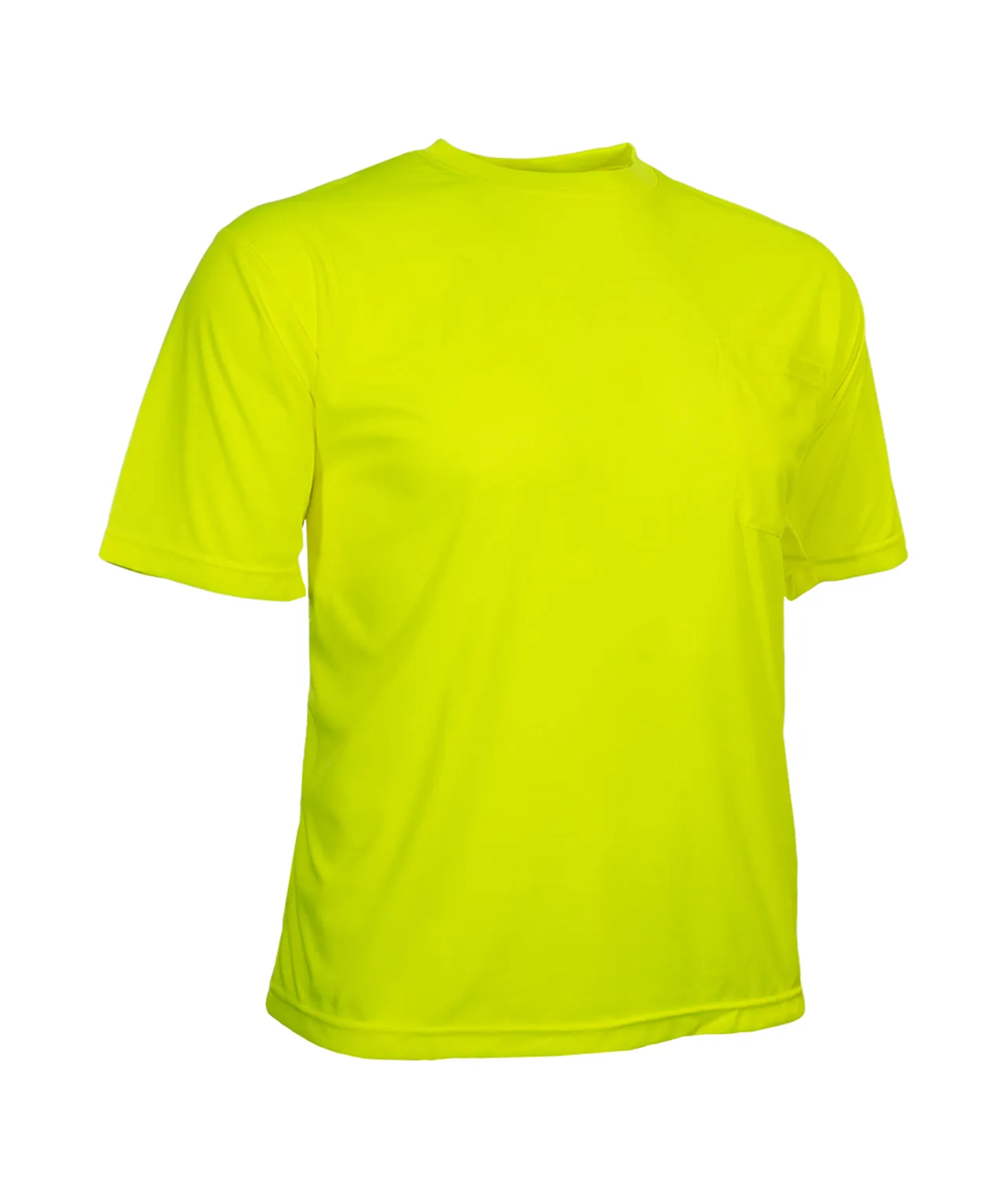 100BNTLM Lightweight Lime Polyester Birdseye Knit High Visibility Pocket Safety Shirt