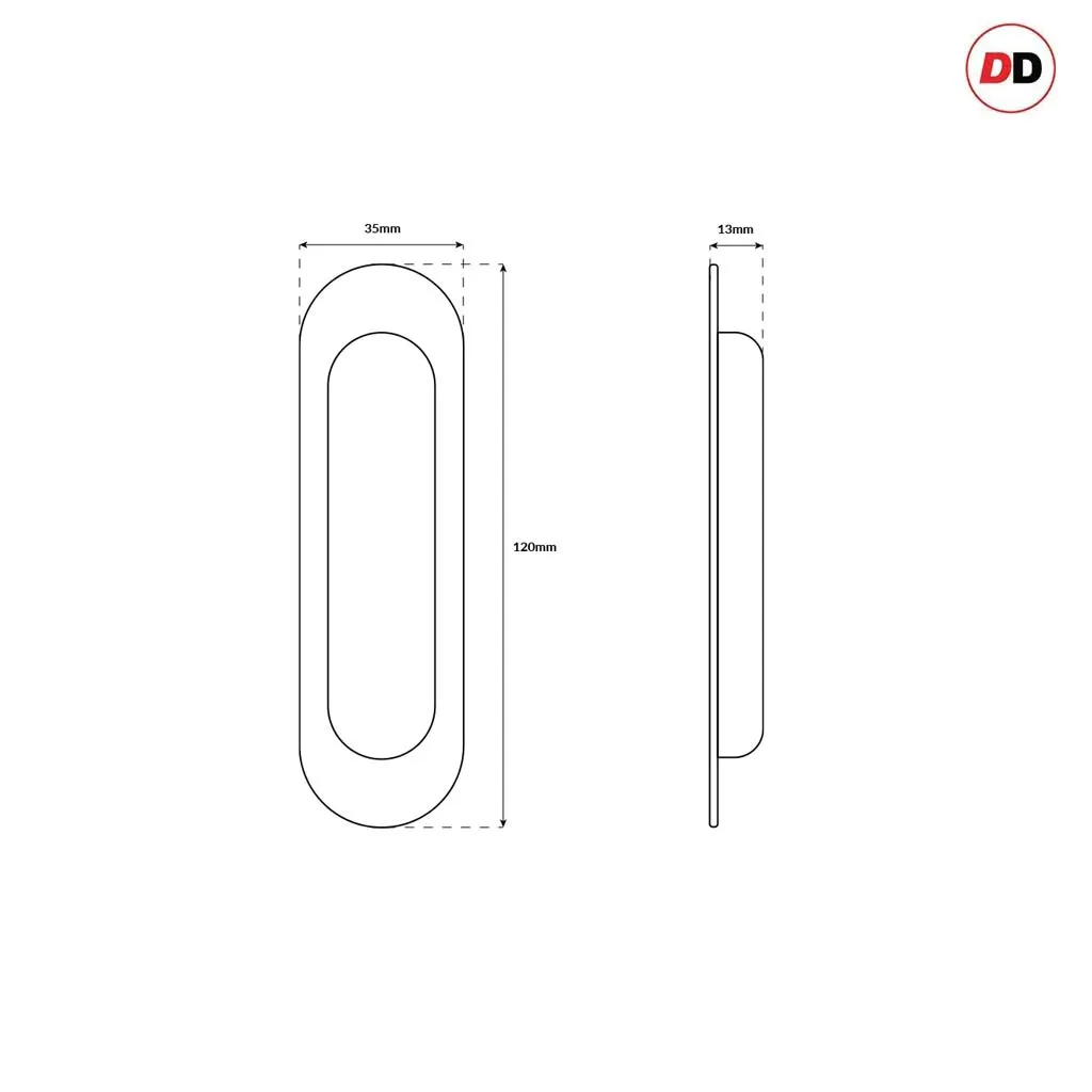 2 Pairs of Burbank 120mm Sliding Door Oval Flush Pulls and 2x  Finger Pull - Satin Stainless Steel