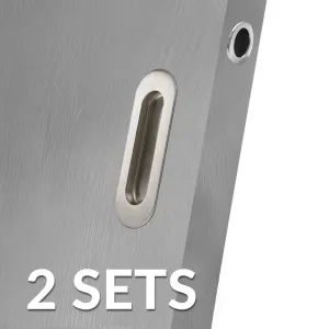 2 Pairs of Burbank 120mm Sliding Door Oval Flush Pulls and 2x  Finger Pull - Satin Stainless Steel