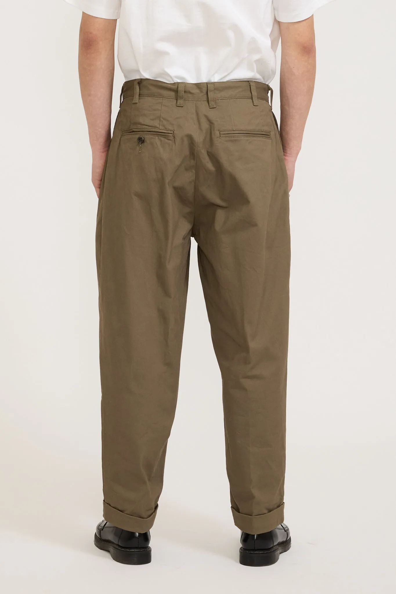 2 Pleats Twill Pant Olive