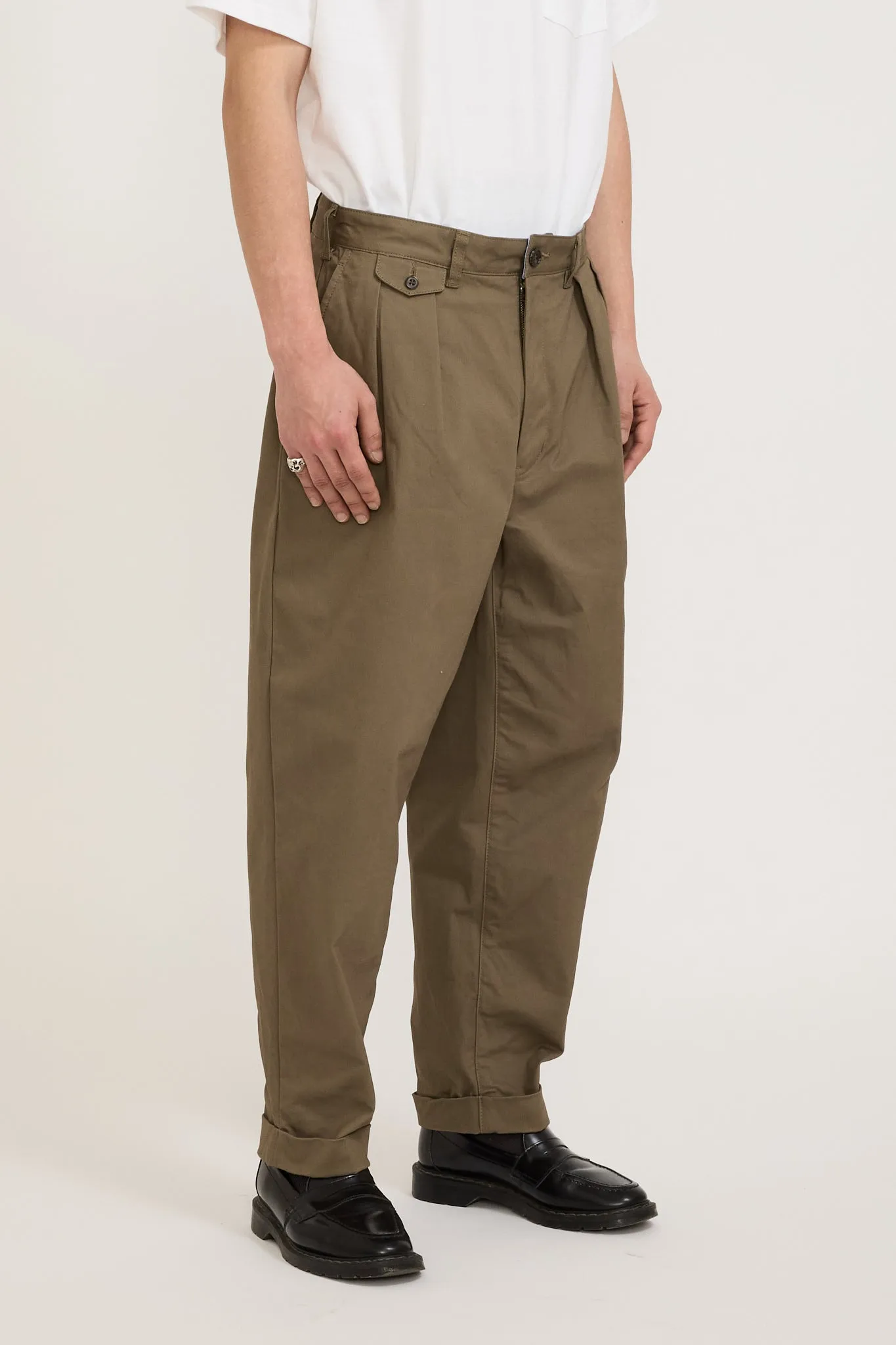 2 Pleats Twill Pant Olive