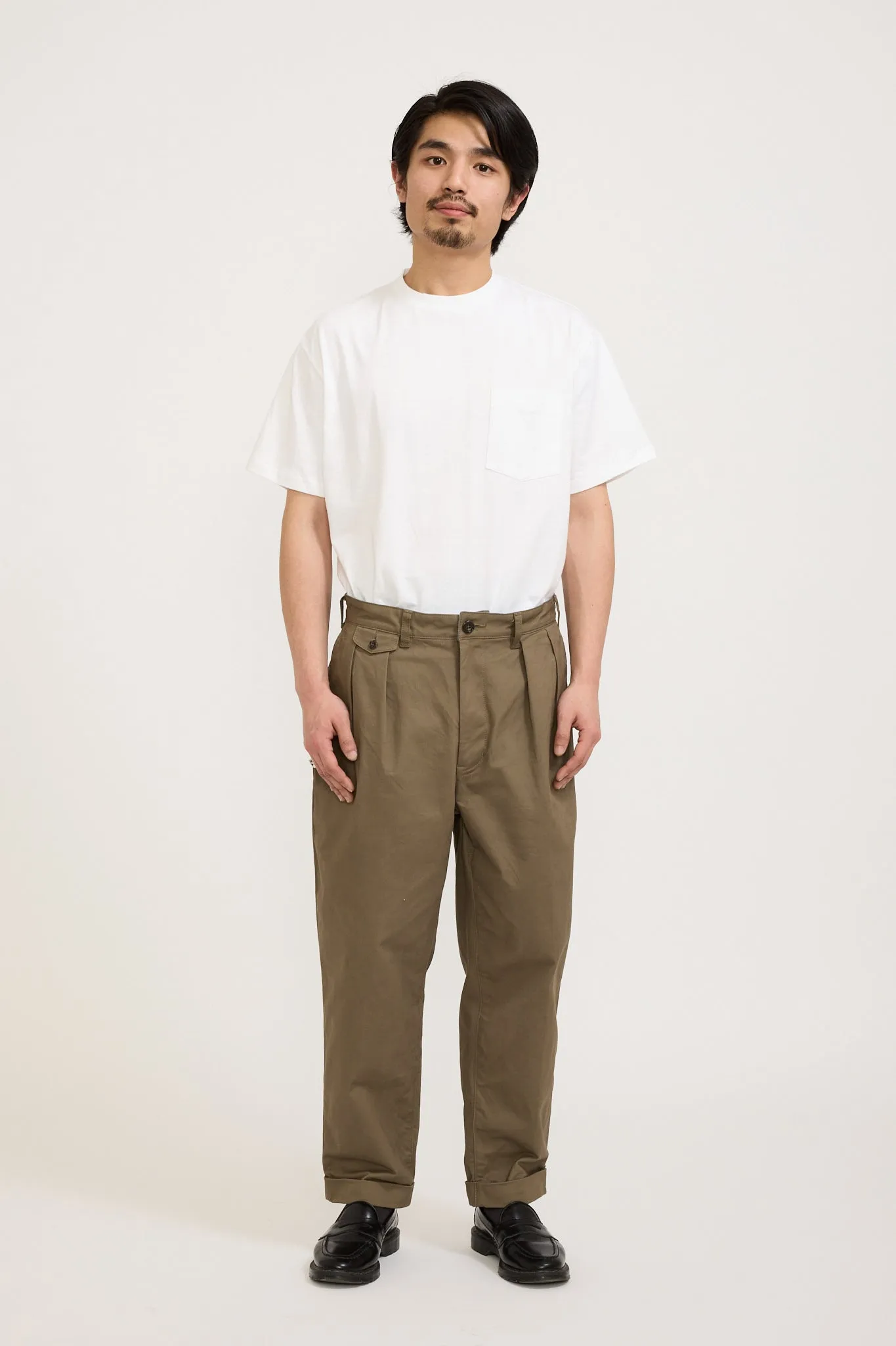 2 Pleats Twill Pant Olive