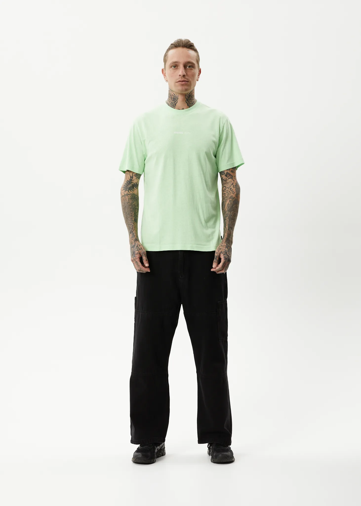 AFENDS Mens Horizon - Retro T-Shirt - Lime Green