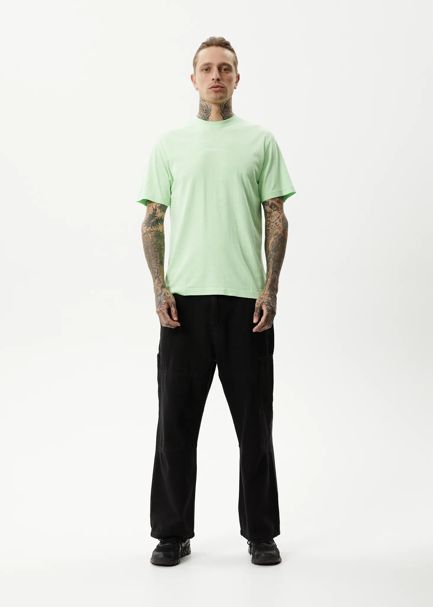 AFENDS Mens Horizon - Retro T-Shirt - Lime Green