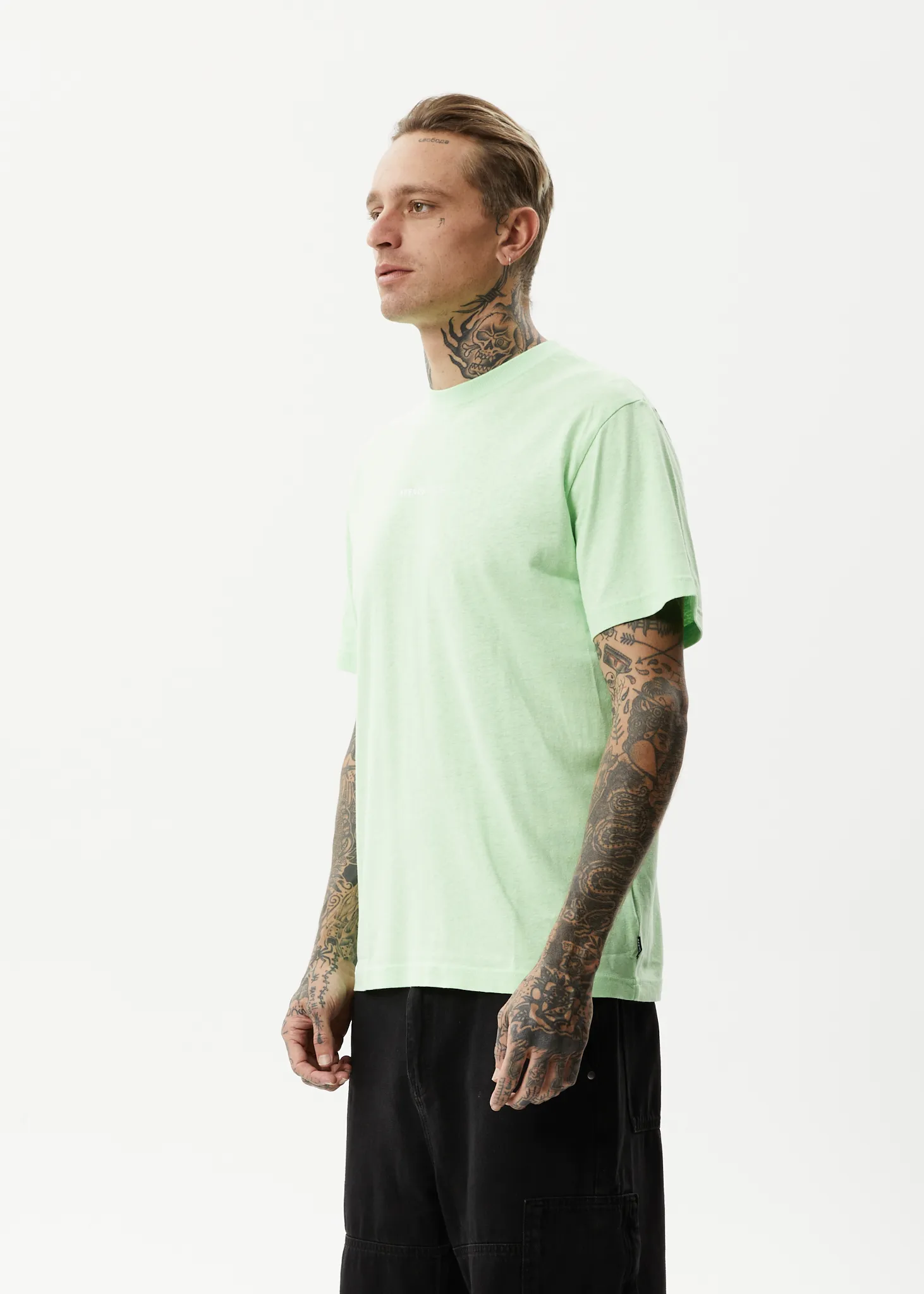 AFENDS Mens Horizon - Retro T-Shirt - Lime Green