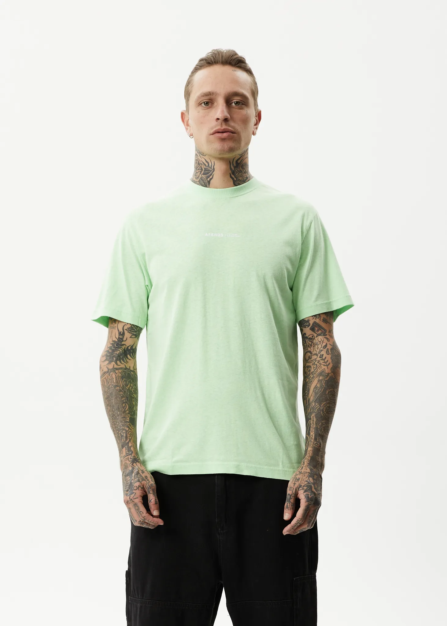 AFENDS Mens Horizon - Retro T-Shirt - Lime Green