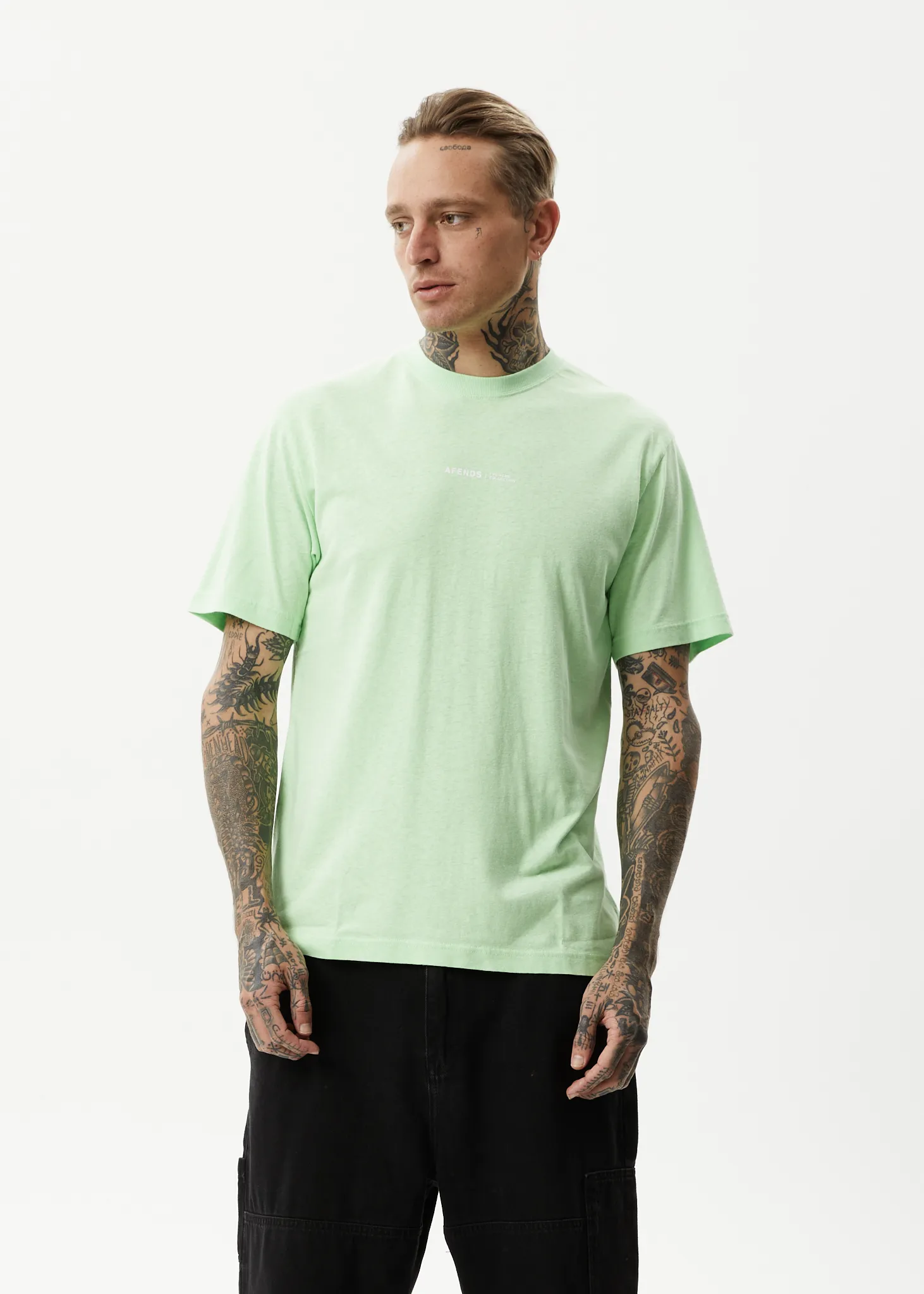 AFENDS Mens Horizon - Retro T-Shirt - Lime Green