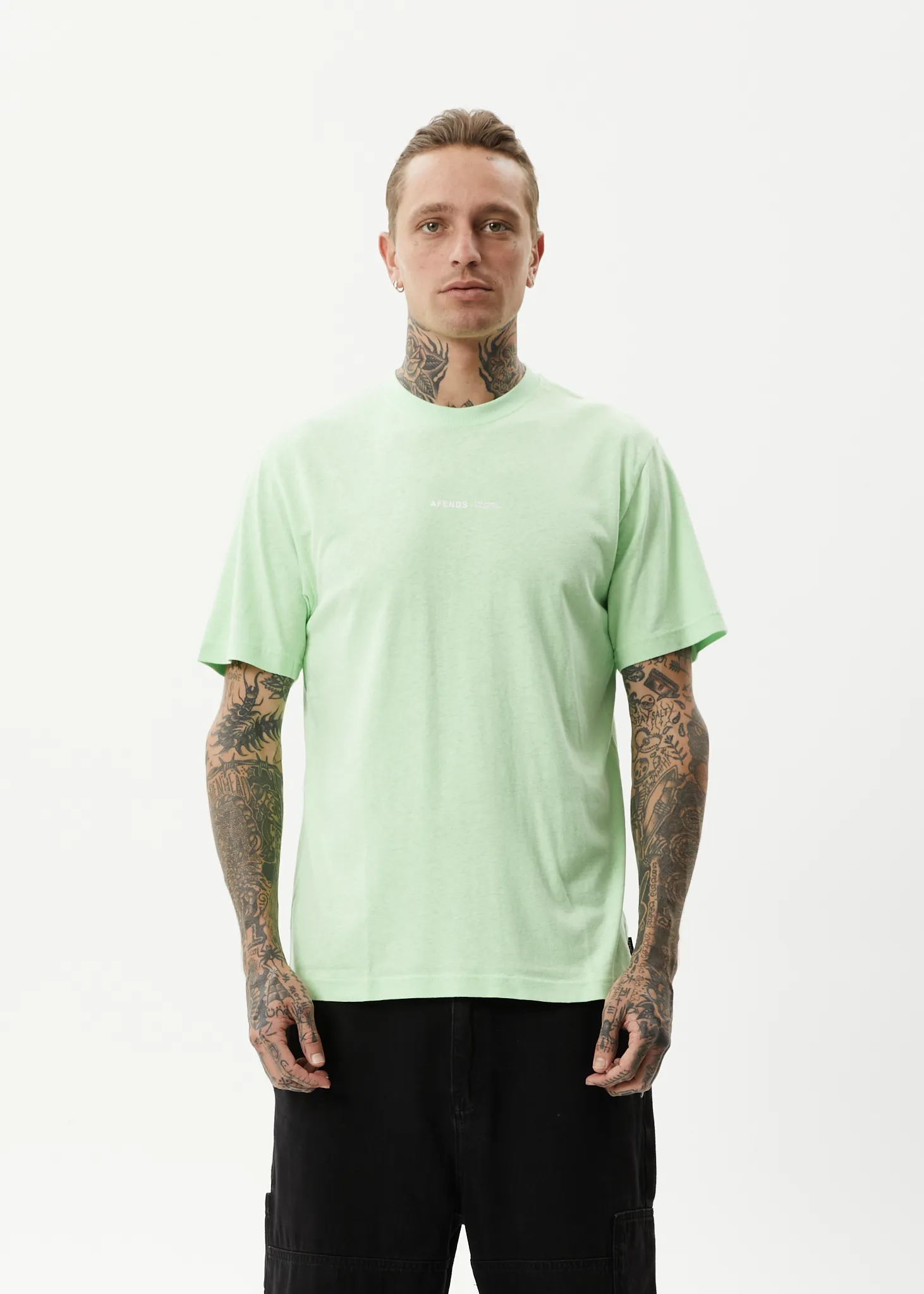 AFENDS Mens Horizon - Retro T-Shirt - Lime Green