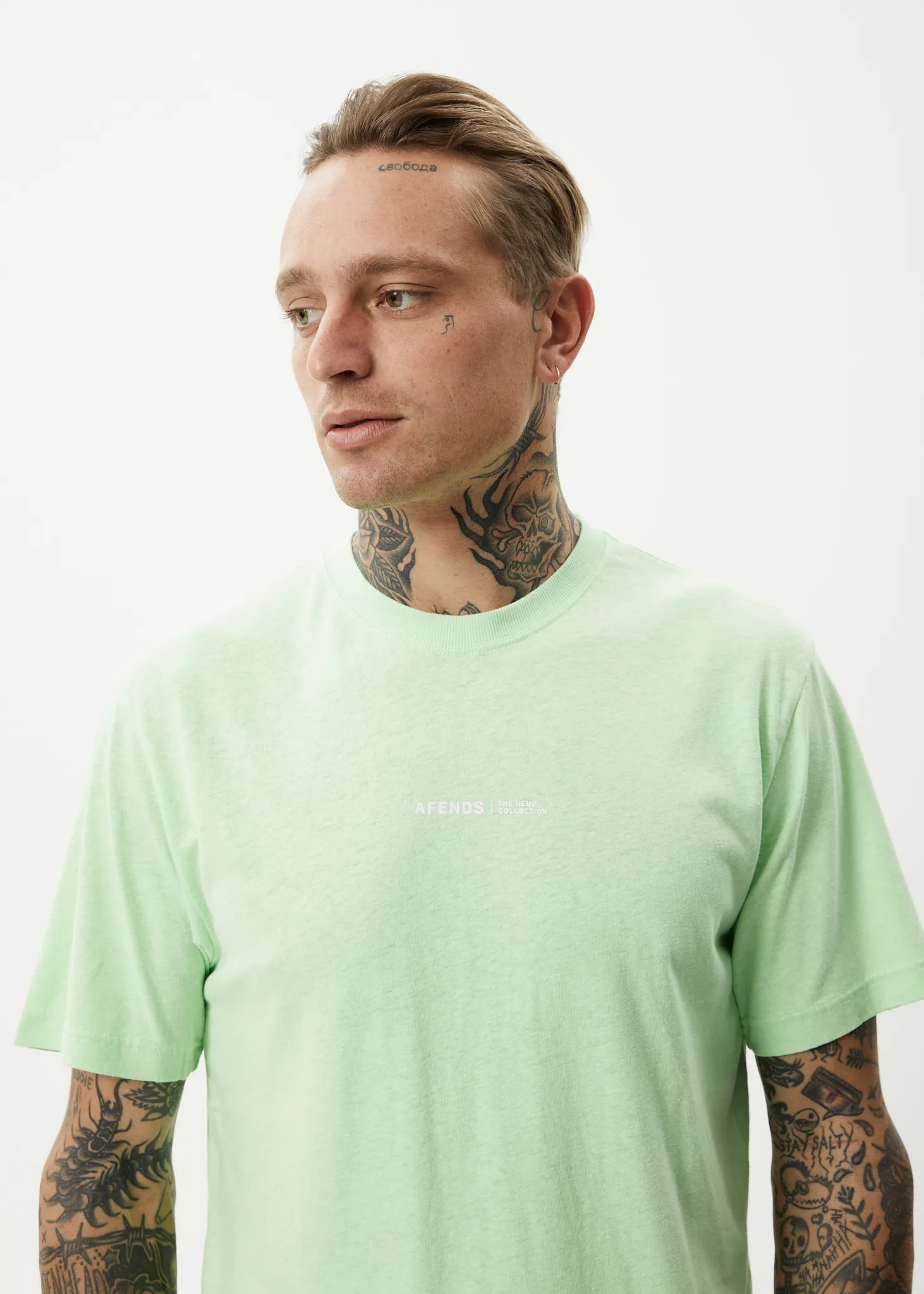 AFENDS Mens Horizon - Retro T-Shirt - Lime Green