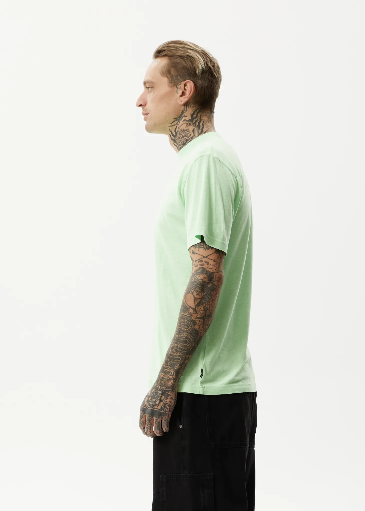 AFENDS Mens Horizon - Retro T-Shirt - Lime Green