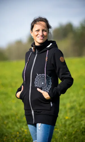 Angel Wings Babywearing Hoodie Black