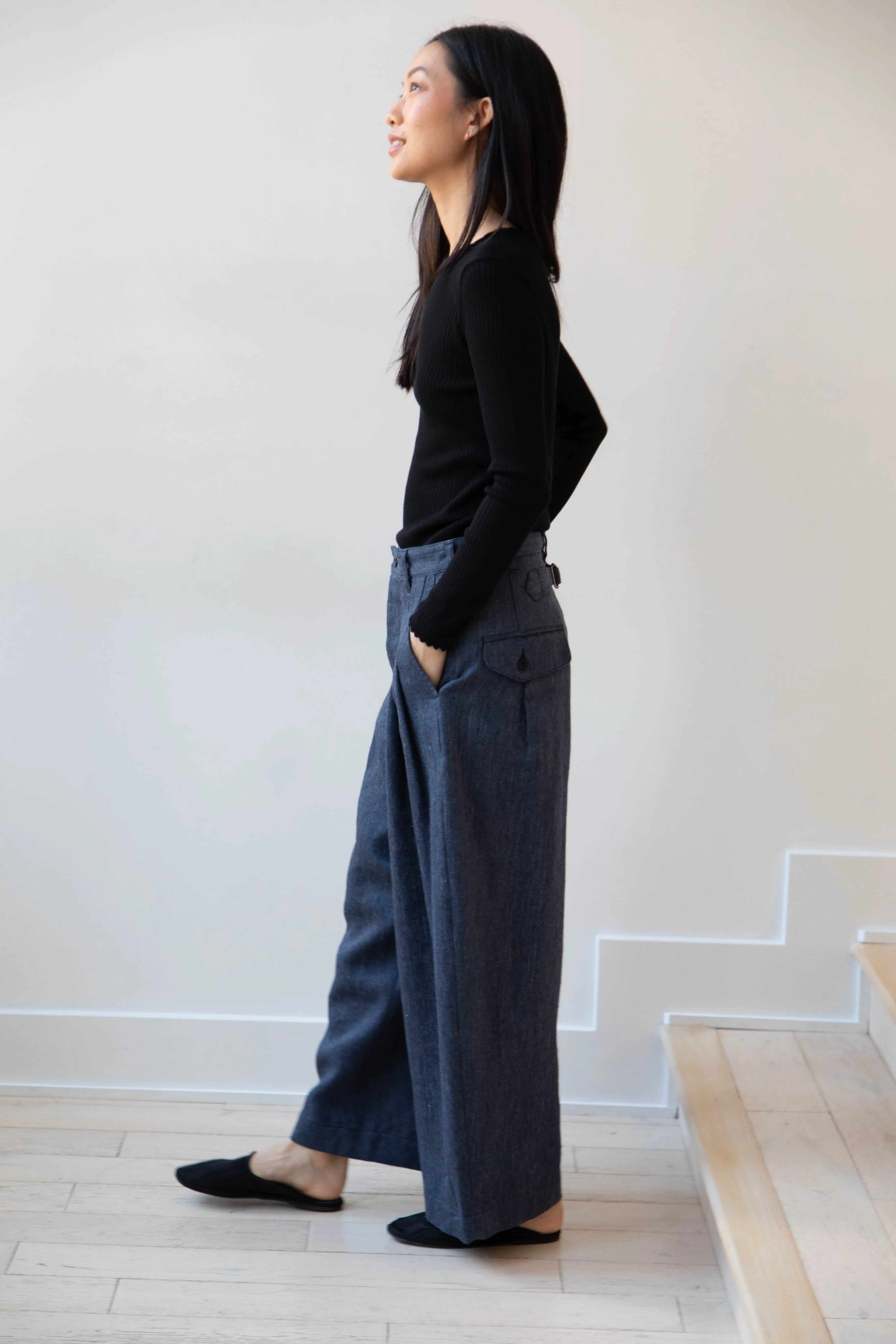 Aseedonclöud | Sankayo Trousers in Indigo Denim Wool