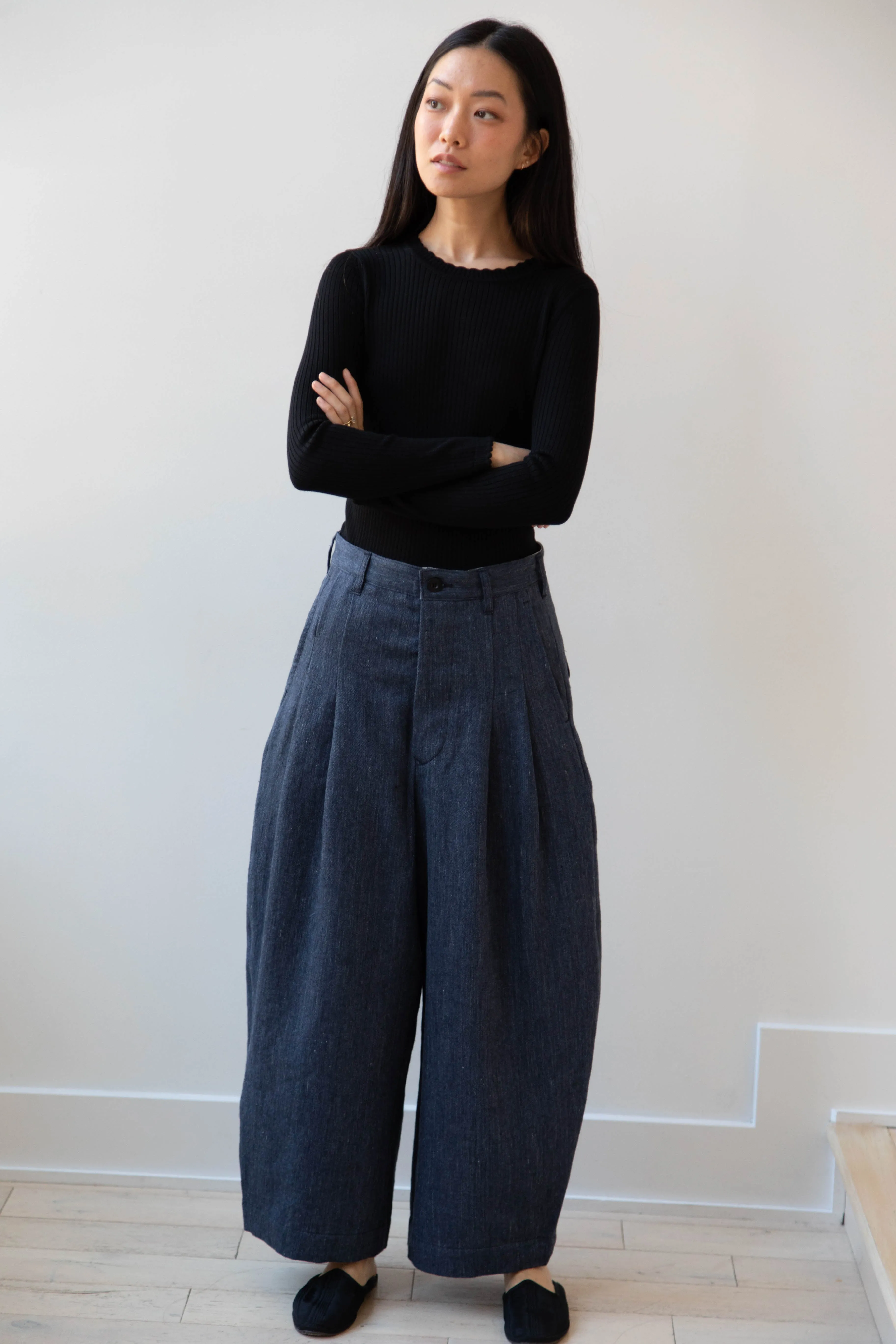 Aseedonclöud | Sankayo Trousers in Indigo Denim Wool