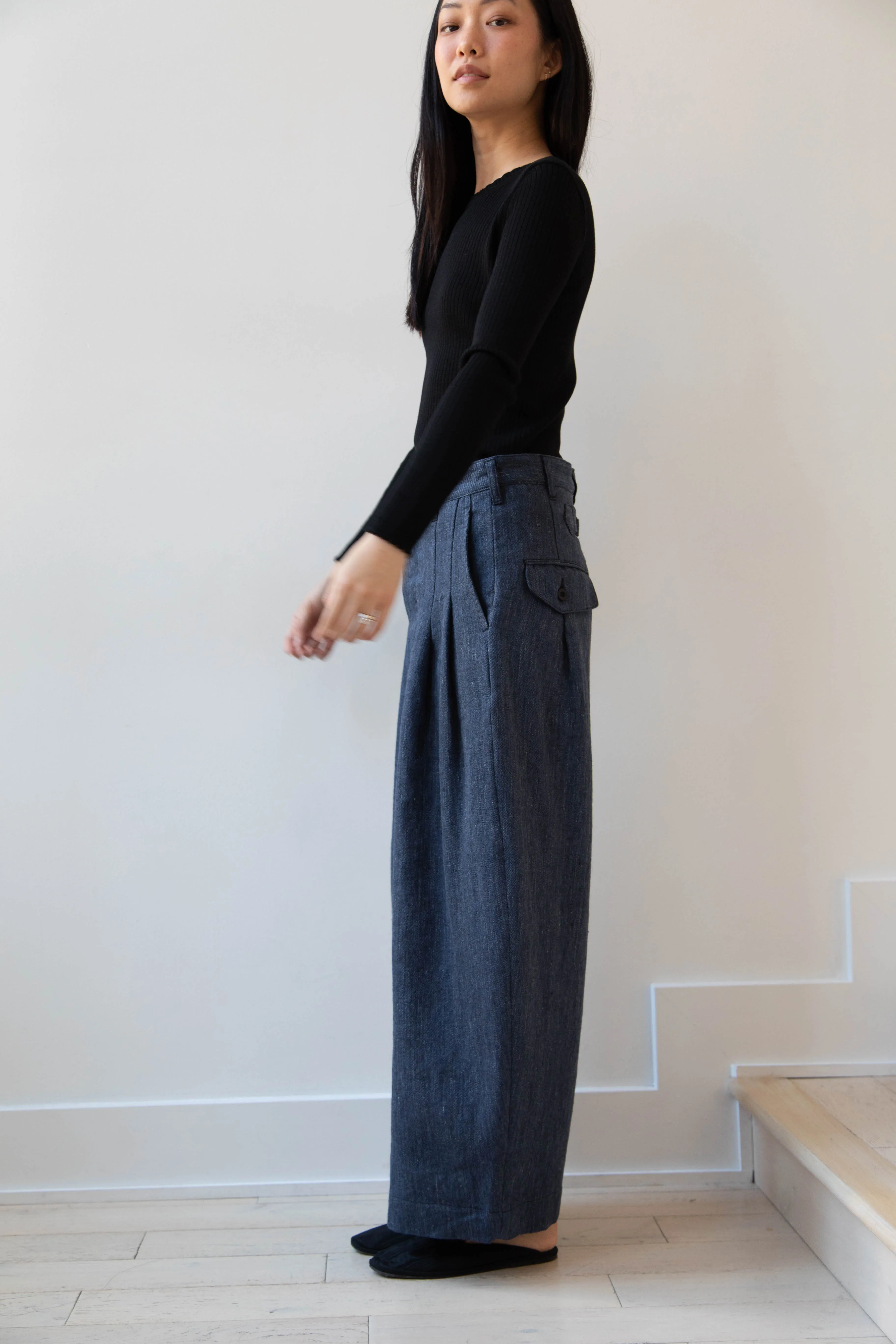 Aseedonclöud | Sankayo Trousers in Indigo Denim Wool