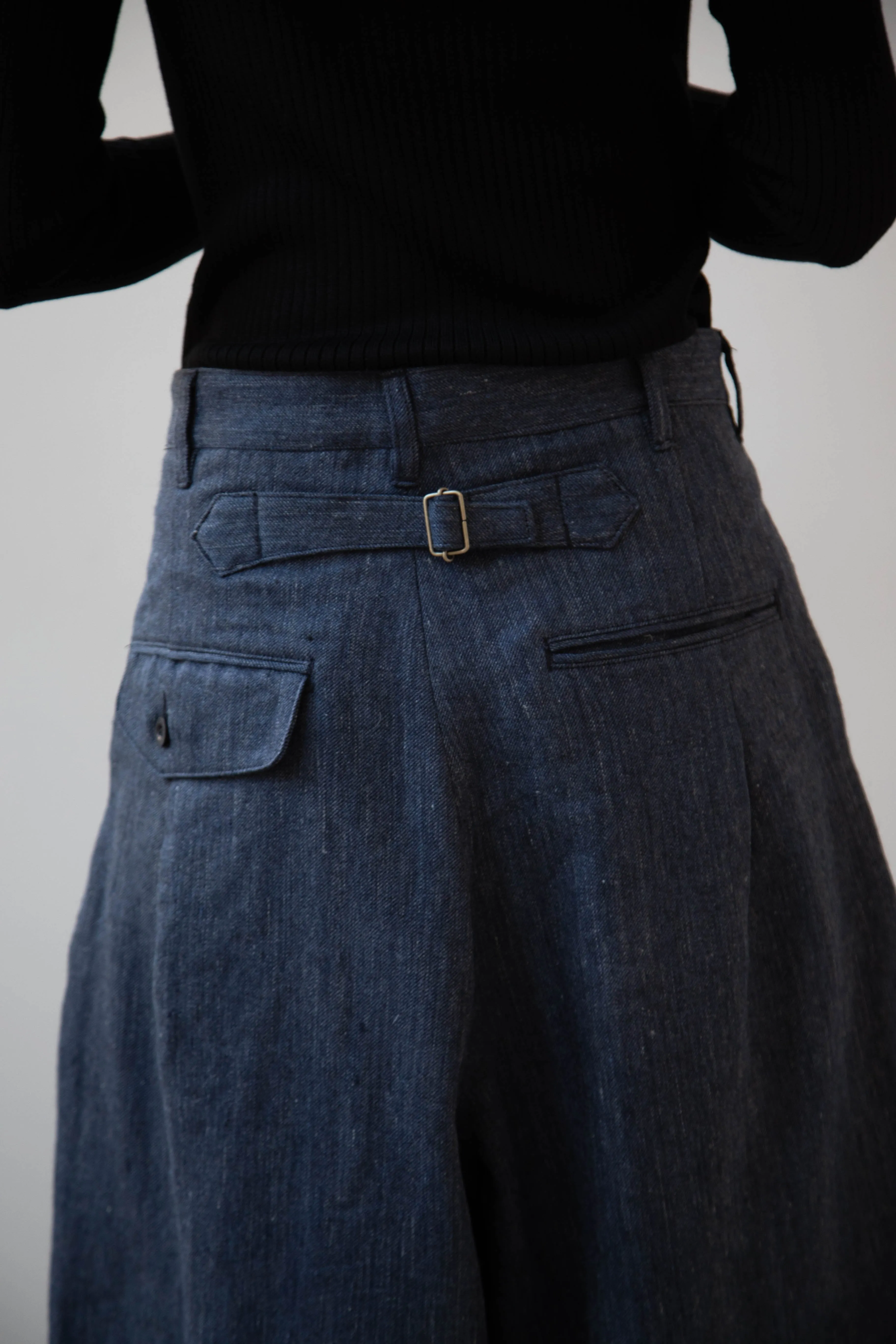 Aseedonclöud | Sankayo Trousers in Indigo Denim Wool