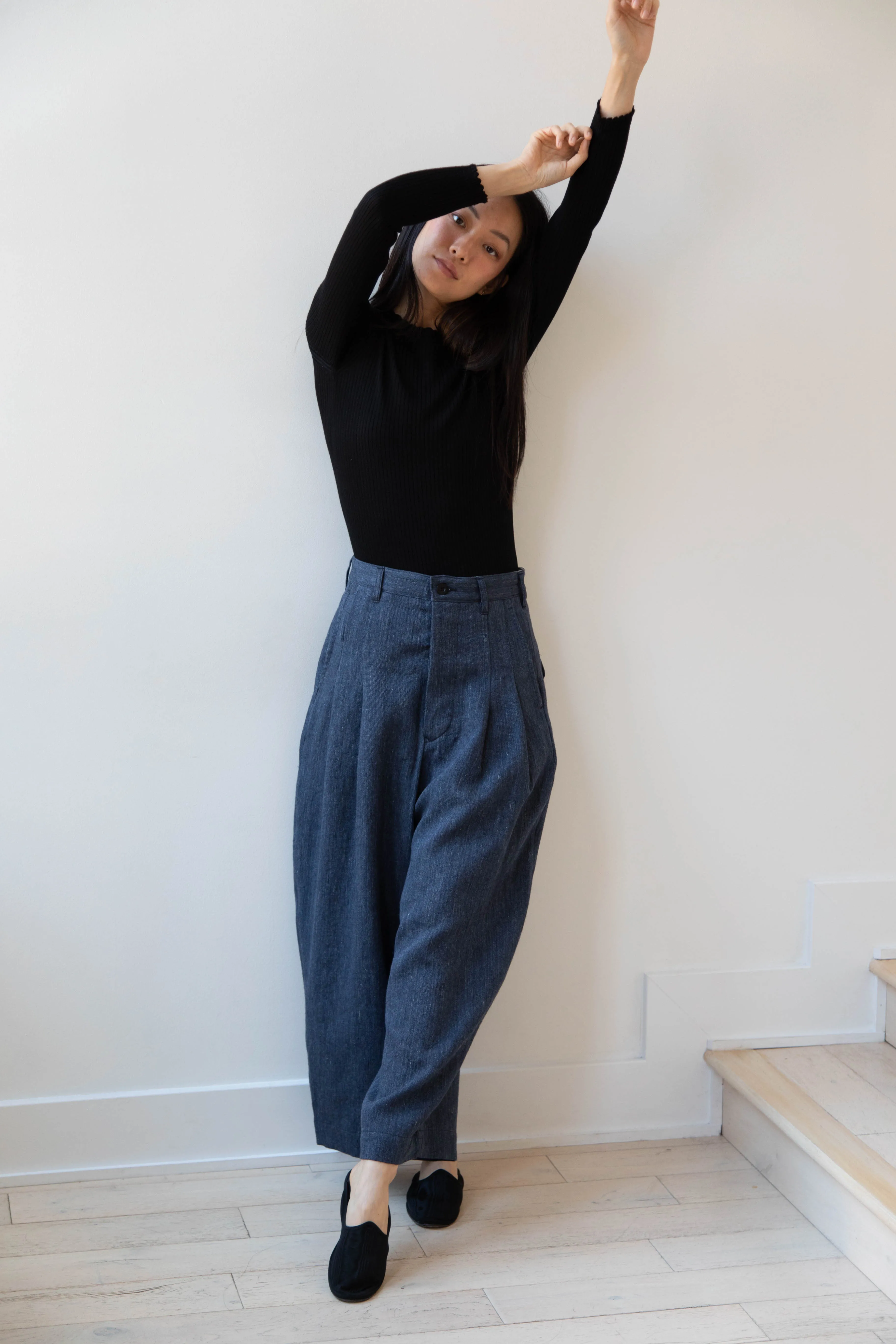 Aseedonclöud | Sankayo Trousers in Indigo Denim Wool