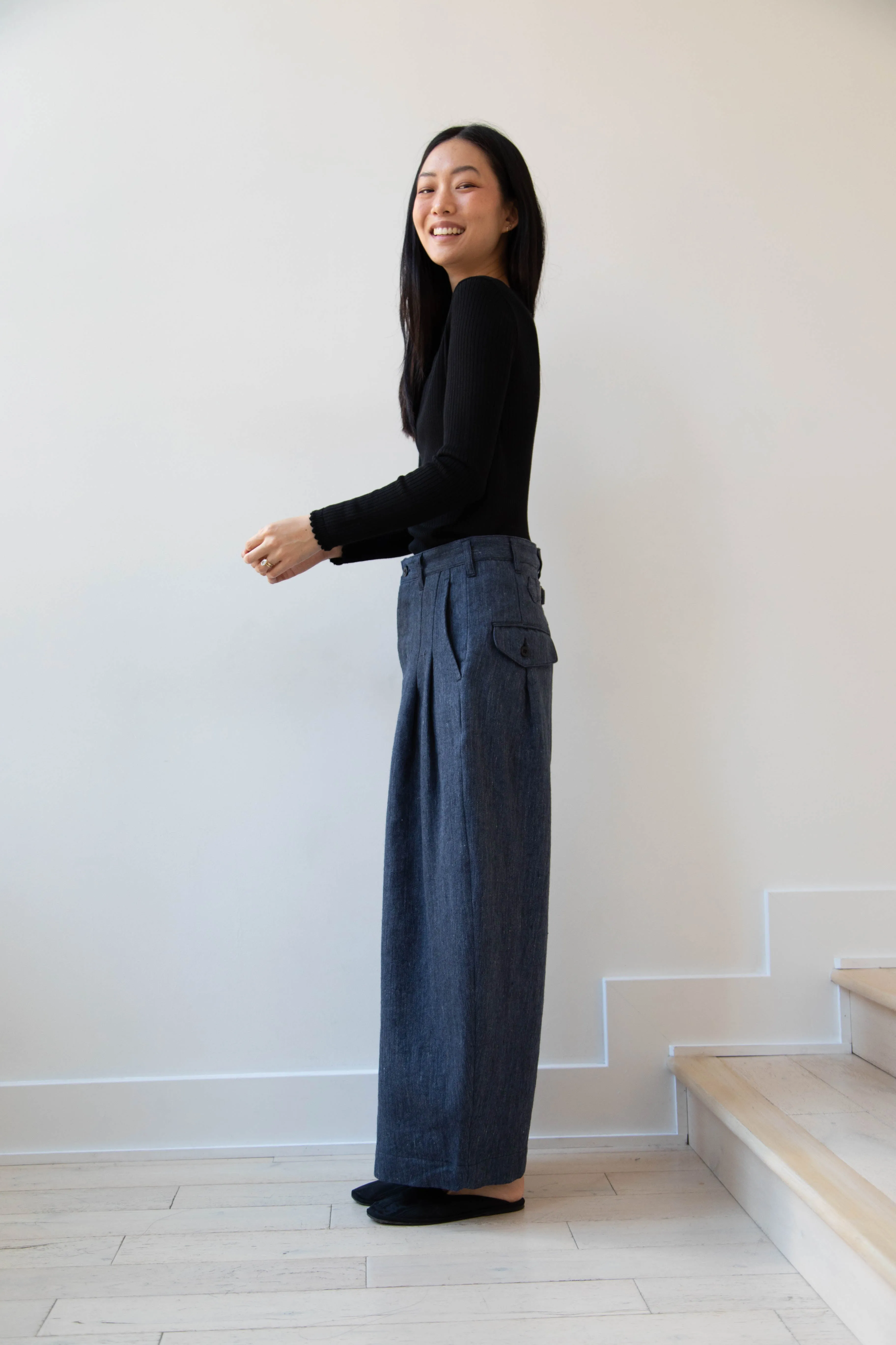 Aseedonclöud | Sankayo Trousers in Indigo Denim Wool