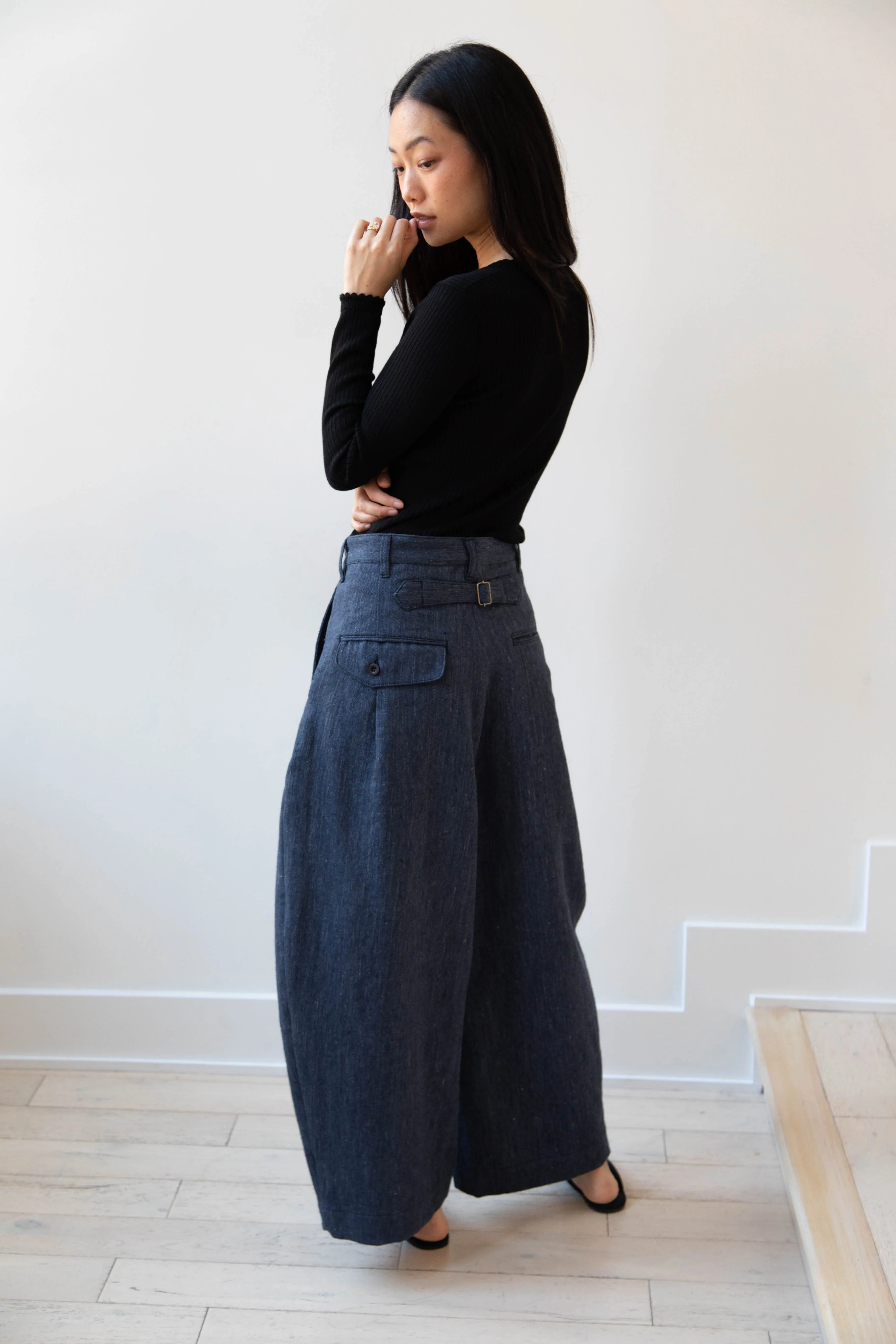 Aseedonclöud | Sankayo Trousers in Indigo Denim Wool