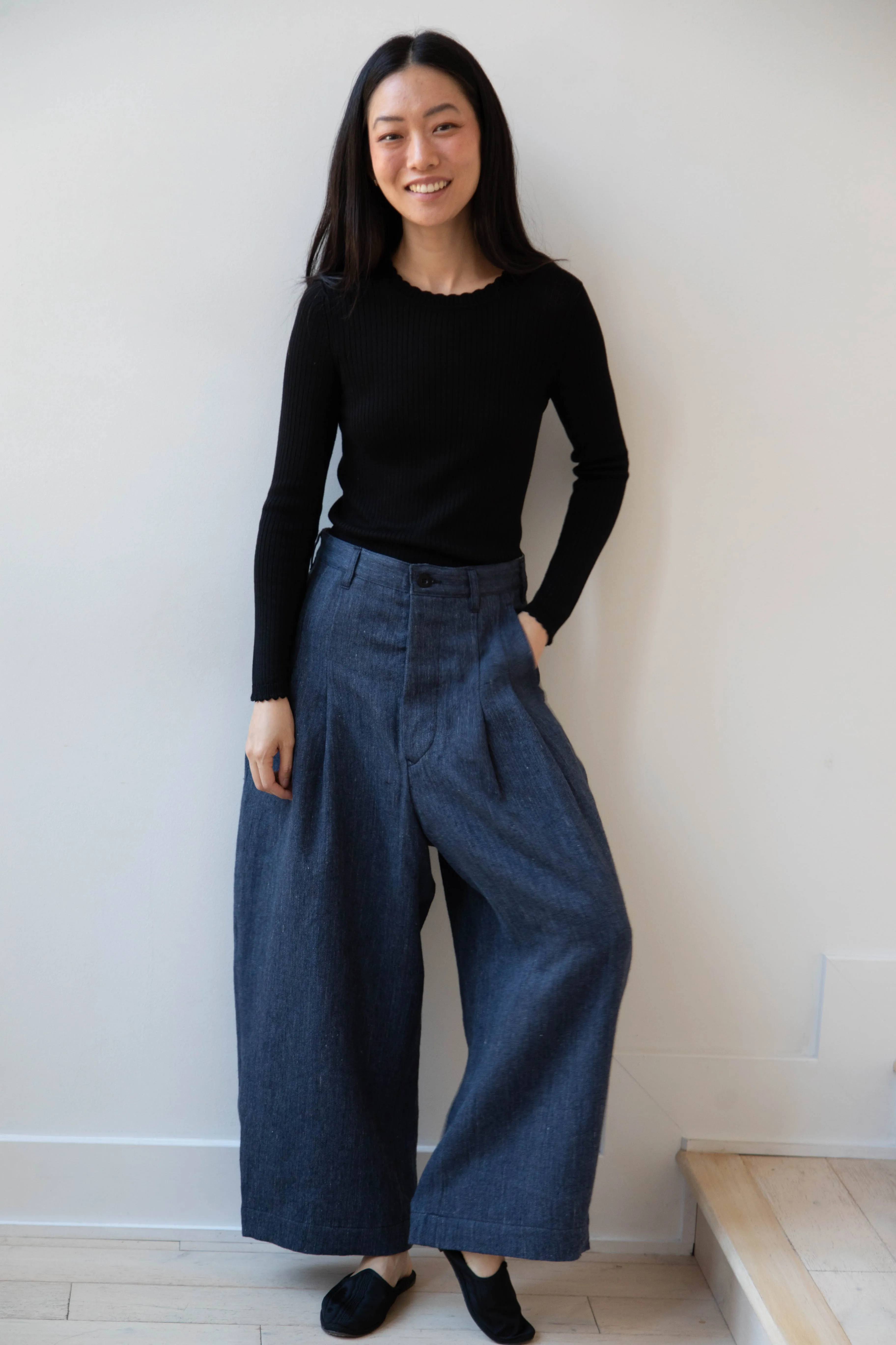 Aseedonclöud | Sankayo Trousers in Indigo Denim Wool