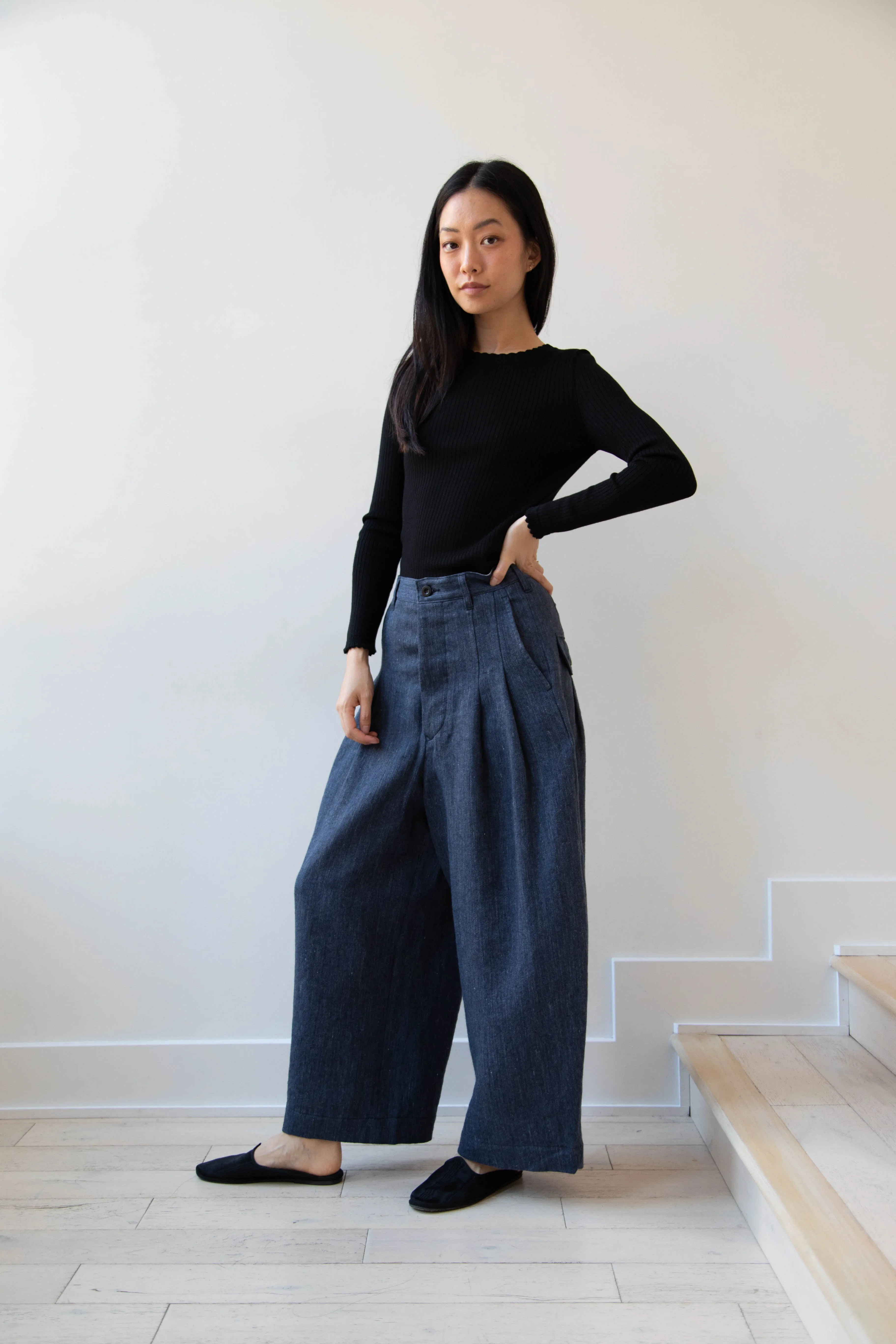 Aseedonclöud | Sankayo Trousers in Indigo Denim Wool