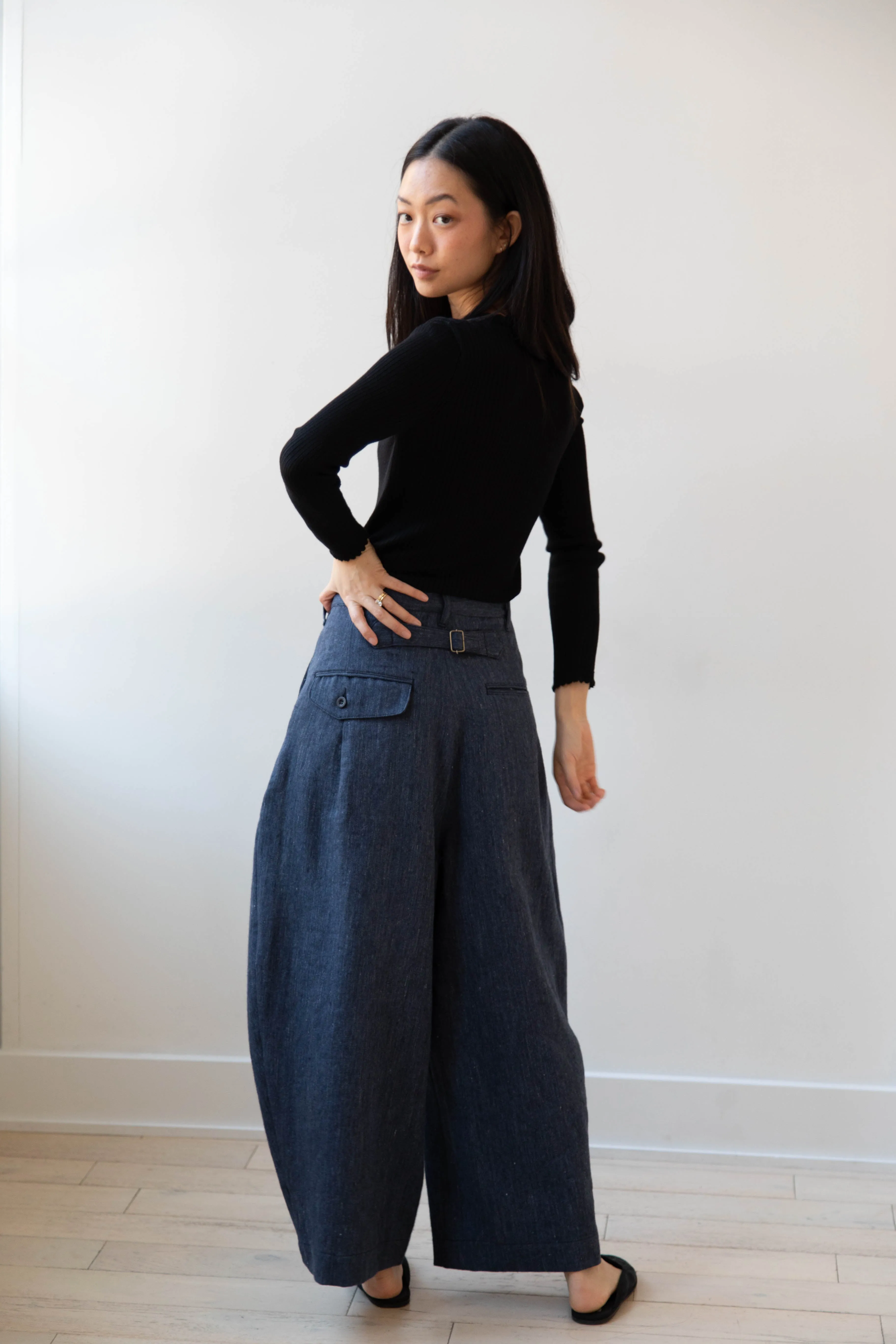 Aseedonclöud | Sankayo Trousers in Indigo Denim Wool