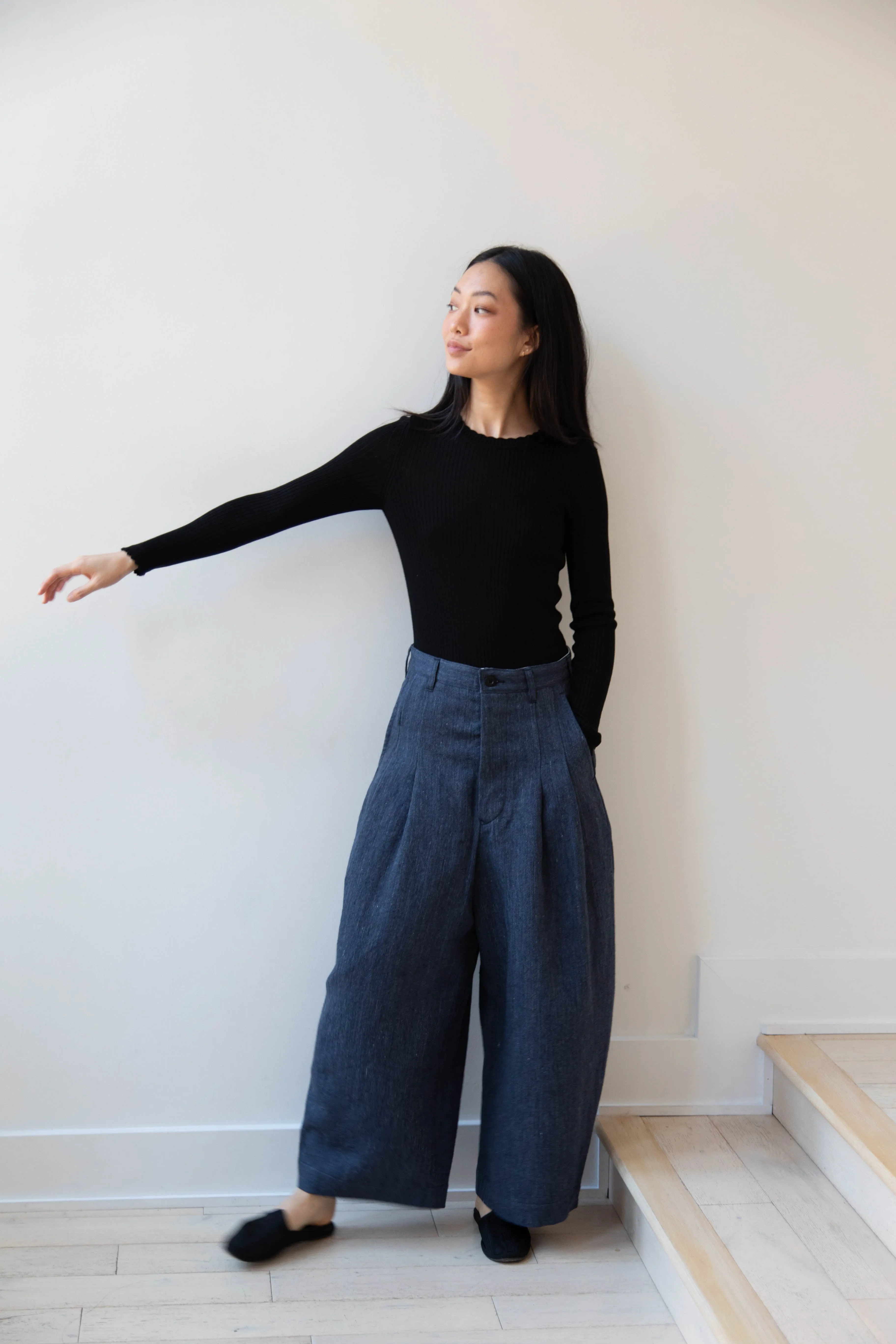 Aseedonclöud | Sankayo Trousers in Indigo Denim Wool