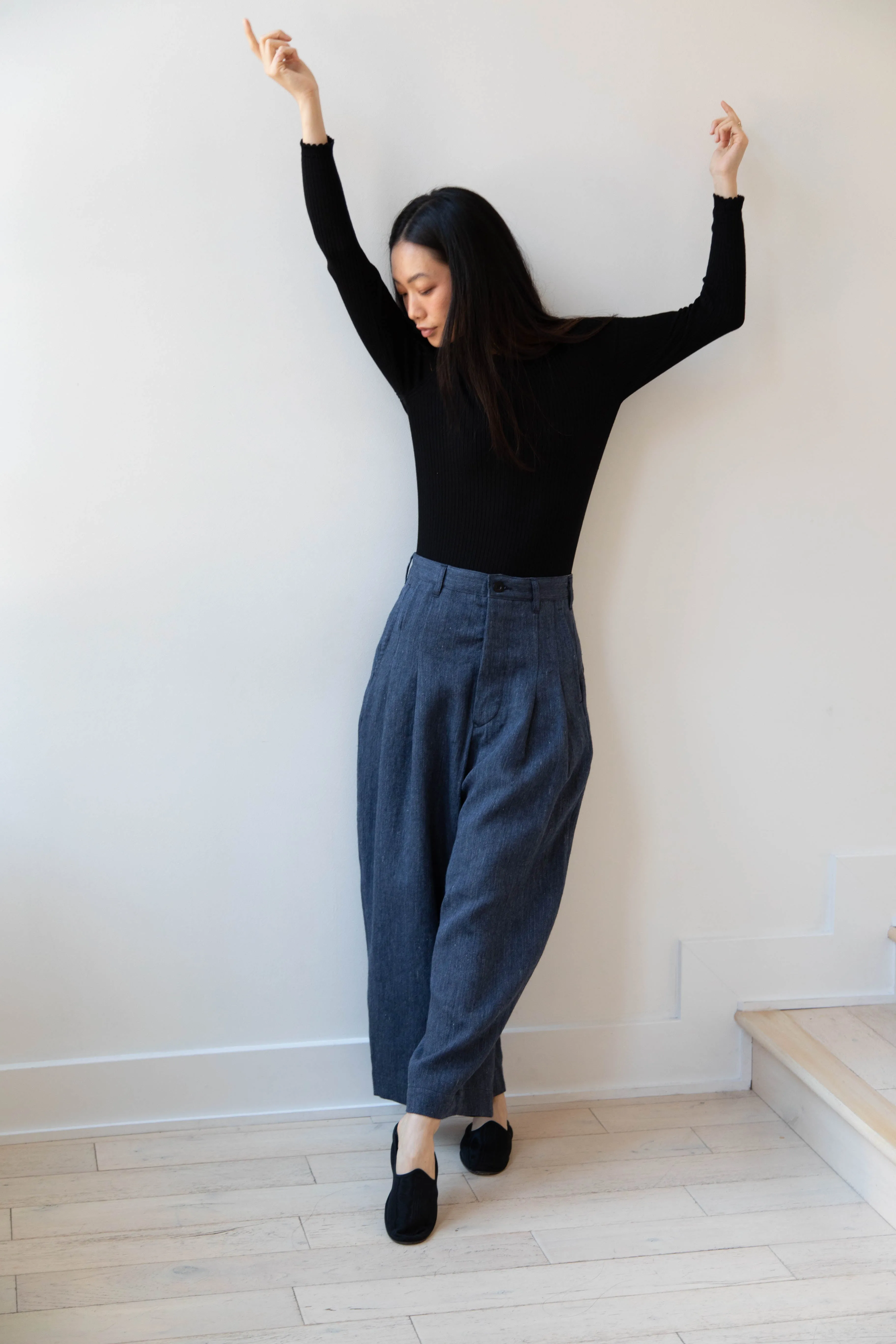 Aseedonclöud | Sankayo Trousers in Indigo Denim Wool