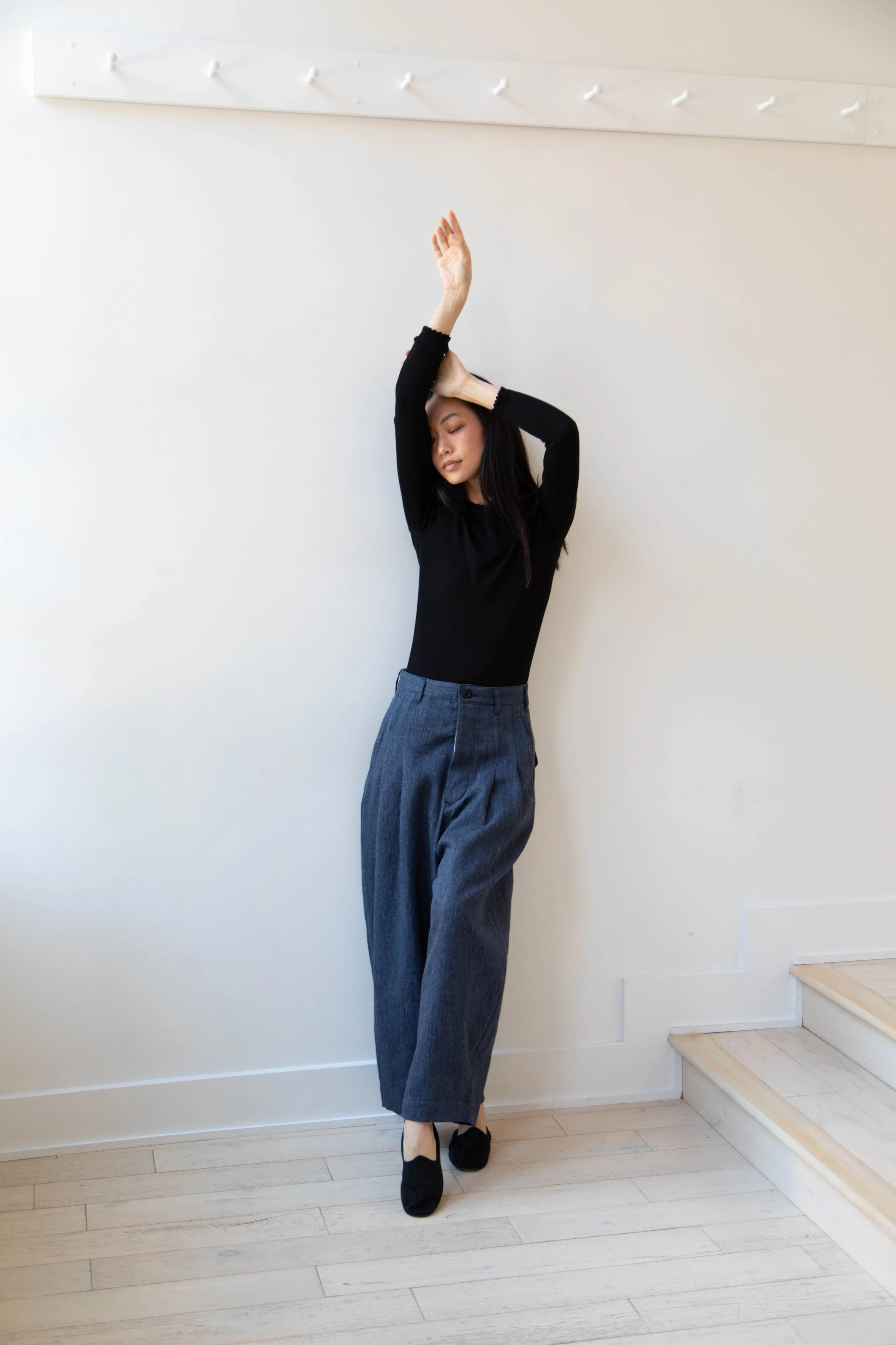 Aseedonclöud | Sankayo Trousers in Indigo Denim Wool