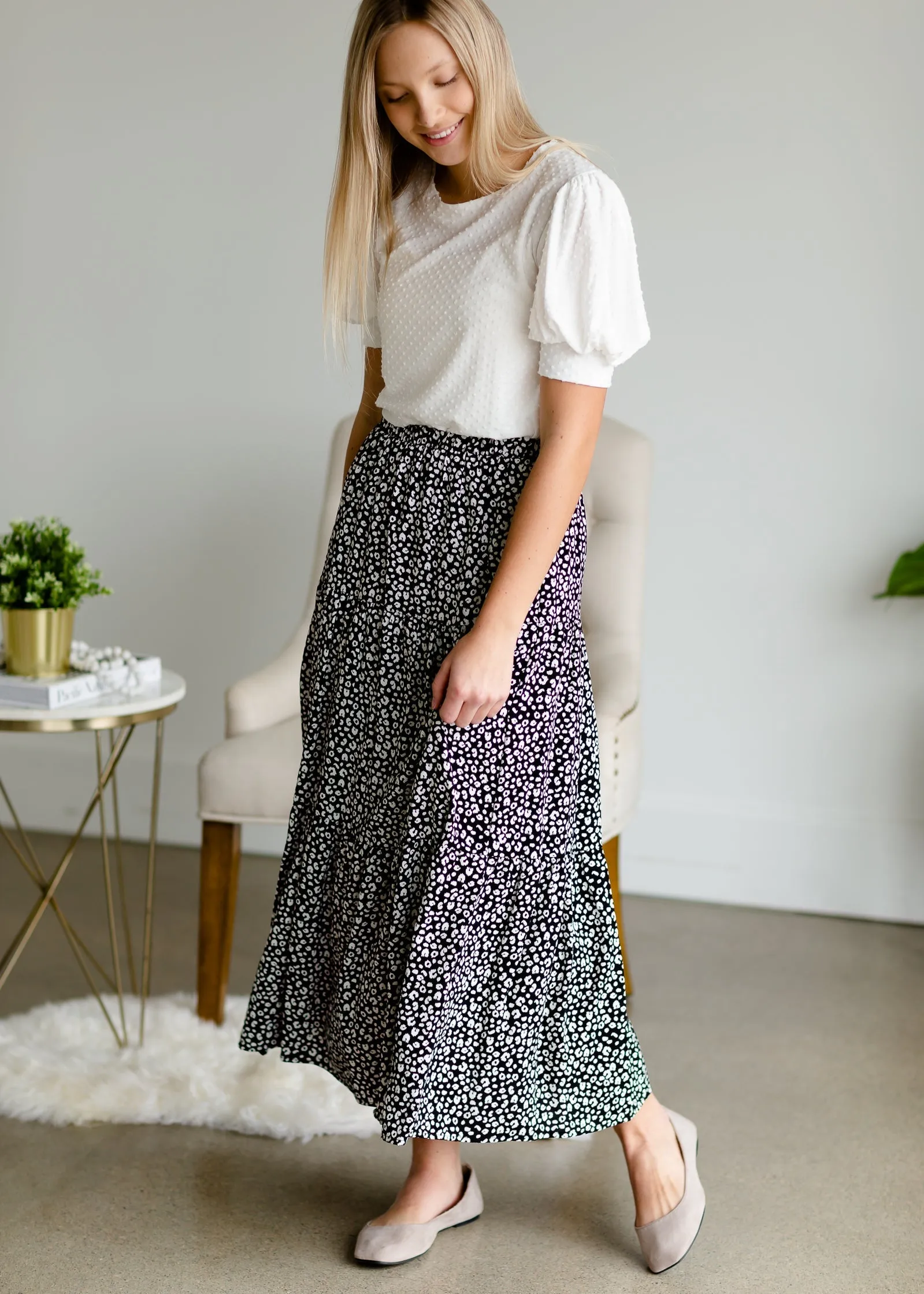 Black Animal Print Flowy Skirt - FINAL SALE