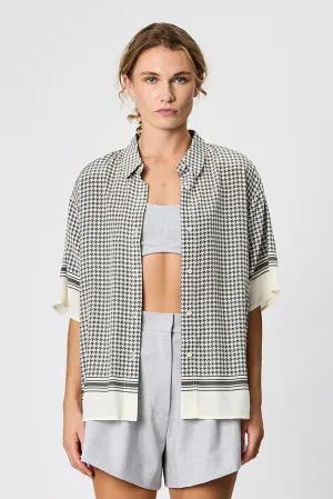 BLAKE BUTTON UP SHIRT - CHARCOAL HOUNDSTOOTH