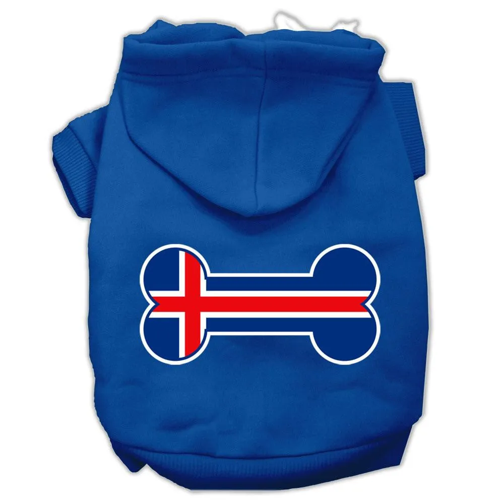 Bone Shaped Iceland Flag Screen Print Pet Hoodies Blue S (10)