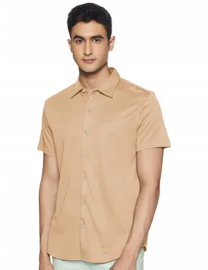 Calvin Klein Men's Short Sleeve Button-Down Polo Shirt, Travertine, S