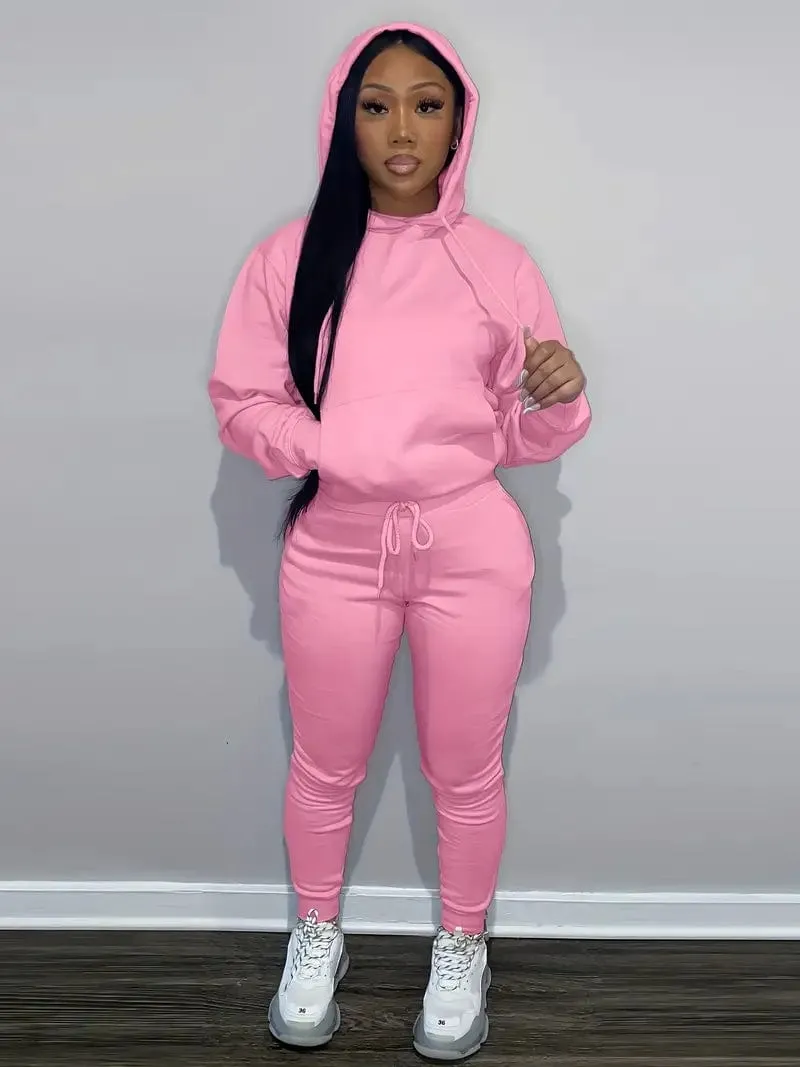 Casual Hooded Top and Sweatpants Set