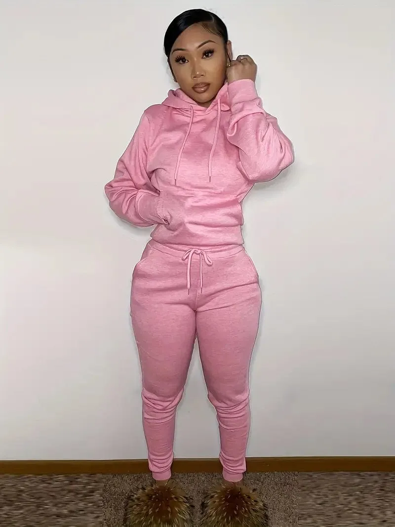 Casual Hooded Top and Sweatpants Set