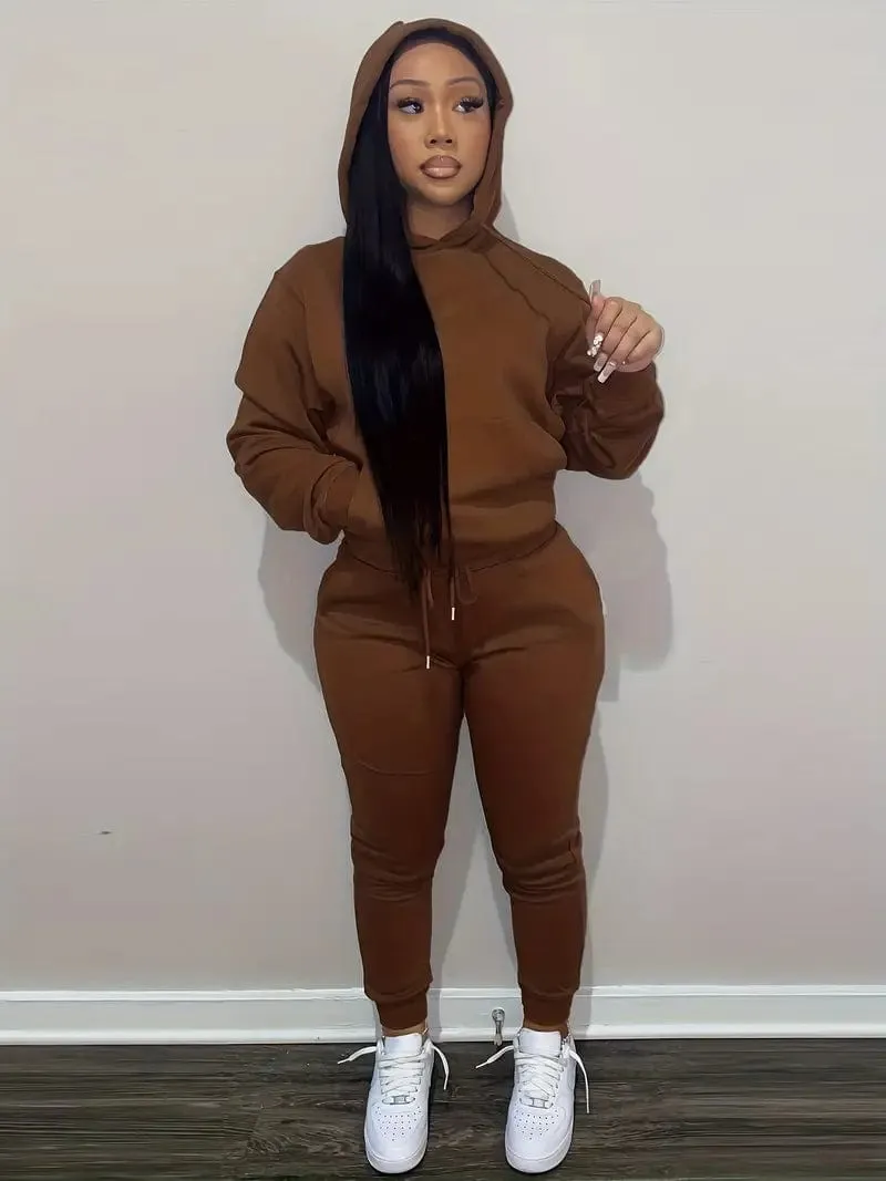 Casual Hooded Top and Sweatpants Set