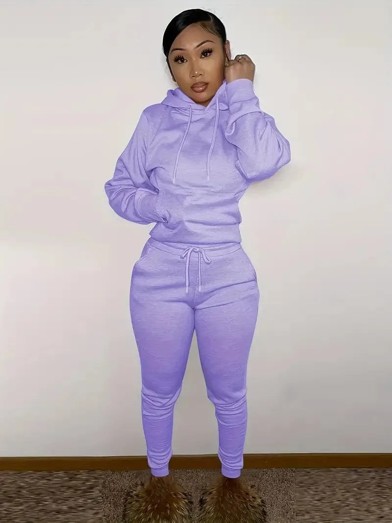 Casual Hooded Top and Sweatpants Set