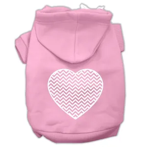 Chevron Heart Screen Print Dog Pet Hoodies Light Pink Size Xs (8)