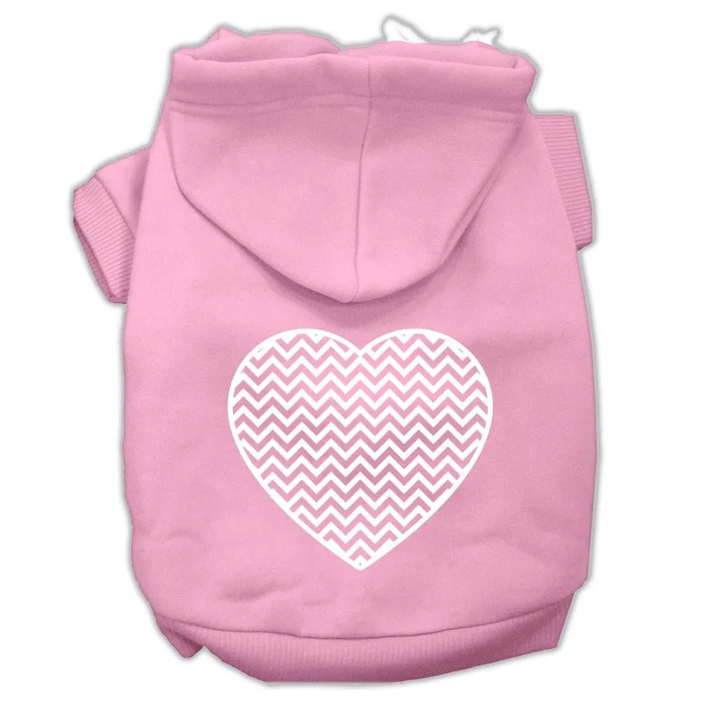 Chevron Heart Screen Print Dog Pet Hoodies Light Pink Size Xs (8)