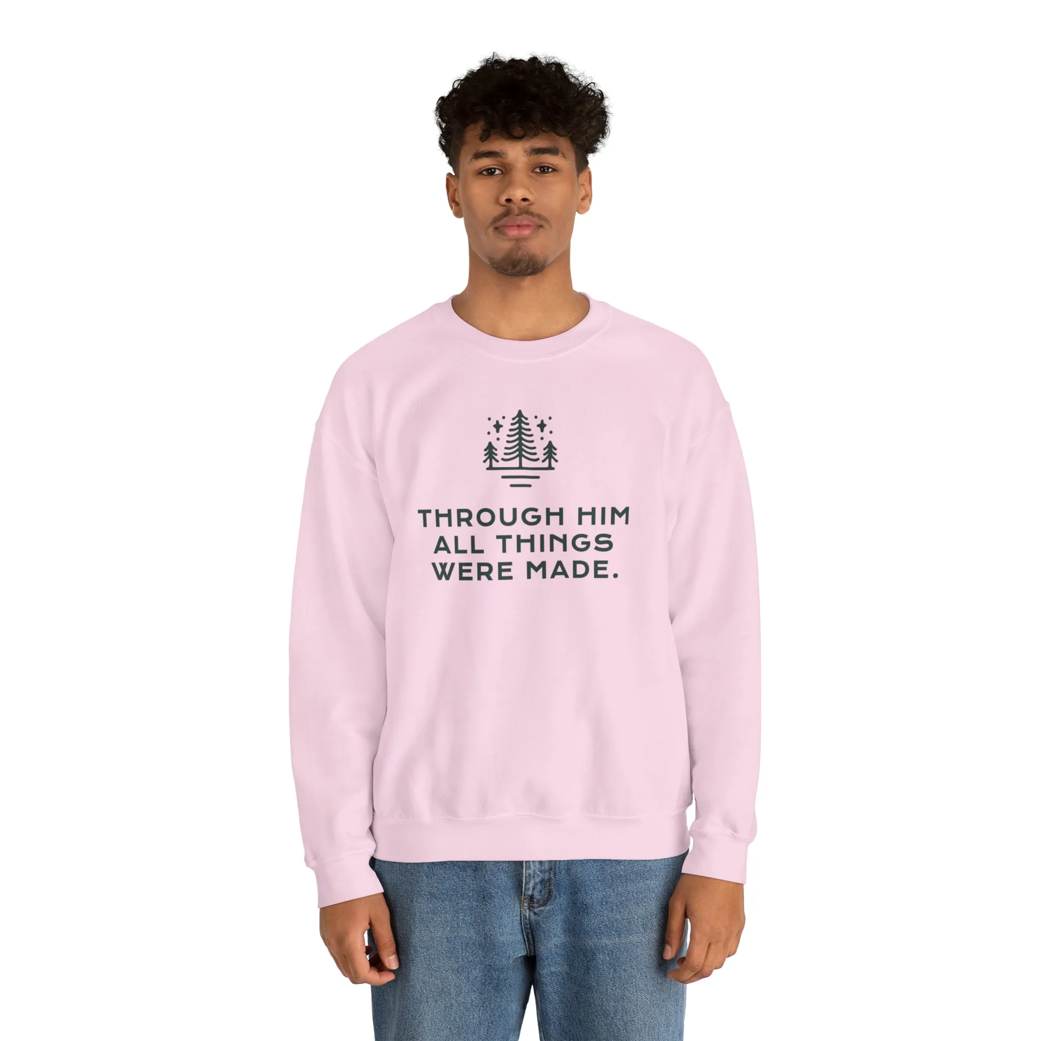 Christian Crewneck Sweater - Through Him Bible Verse Sweatshirt - TWCC