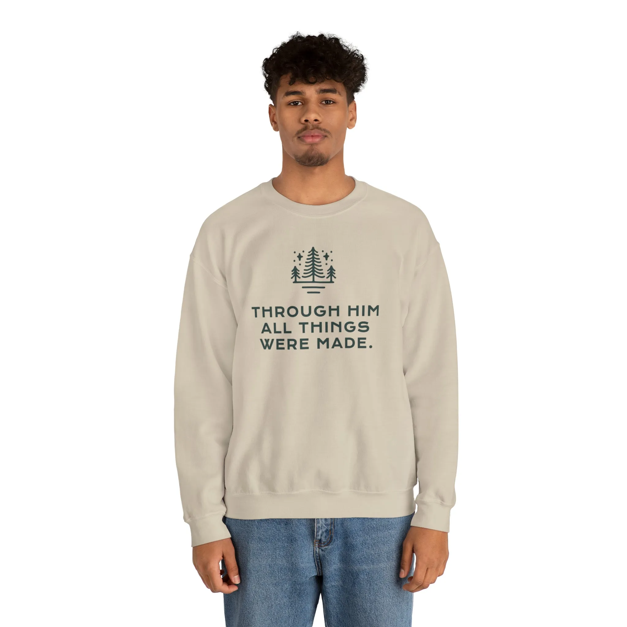 Christian Crewneck Sweater - Through Him Bible Verse Sweatshirt - TWCC