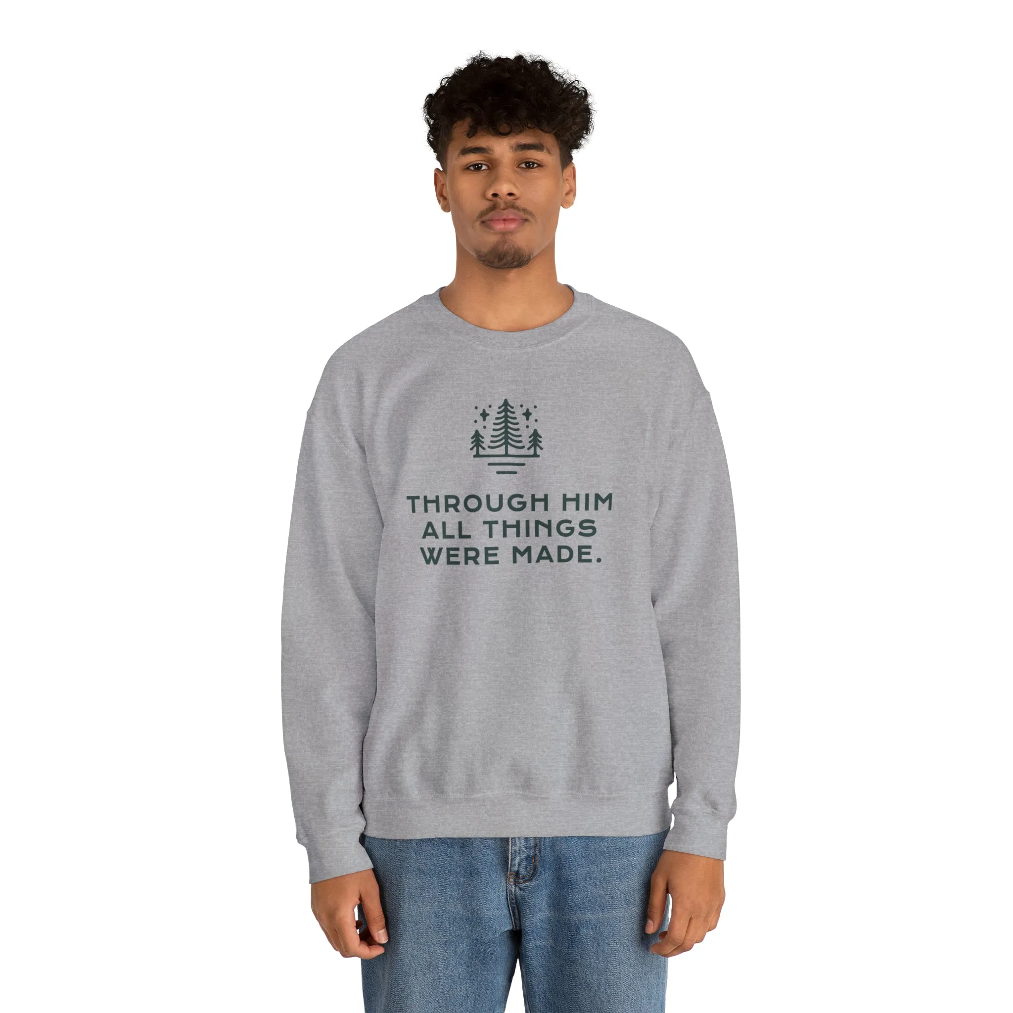 Christian Crewneck Sweater - Through Him Bible Verse Sweatshirt - TWCC