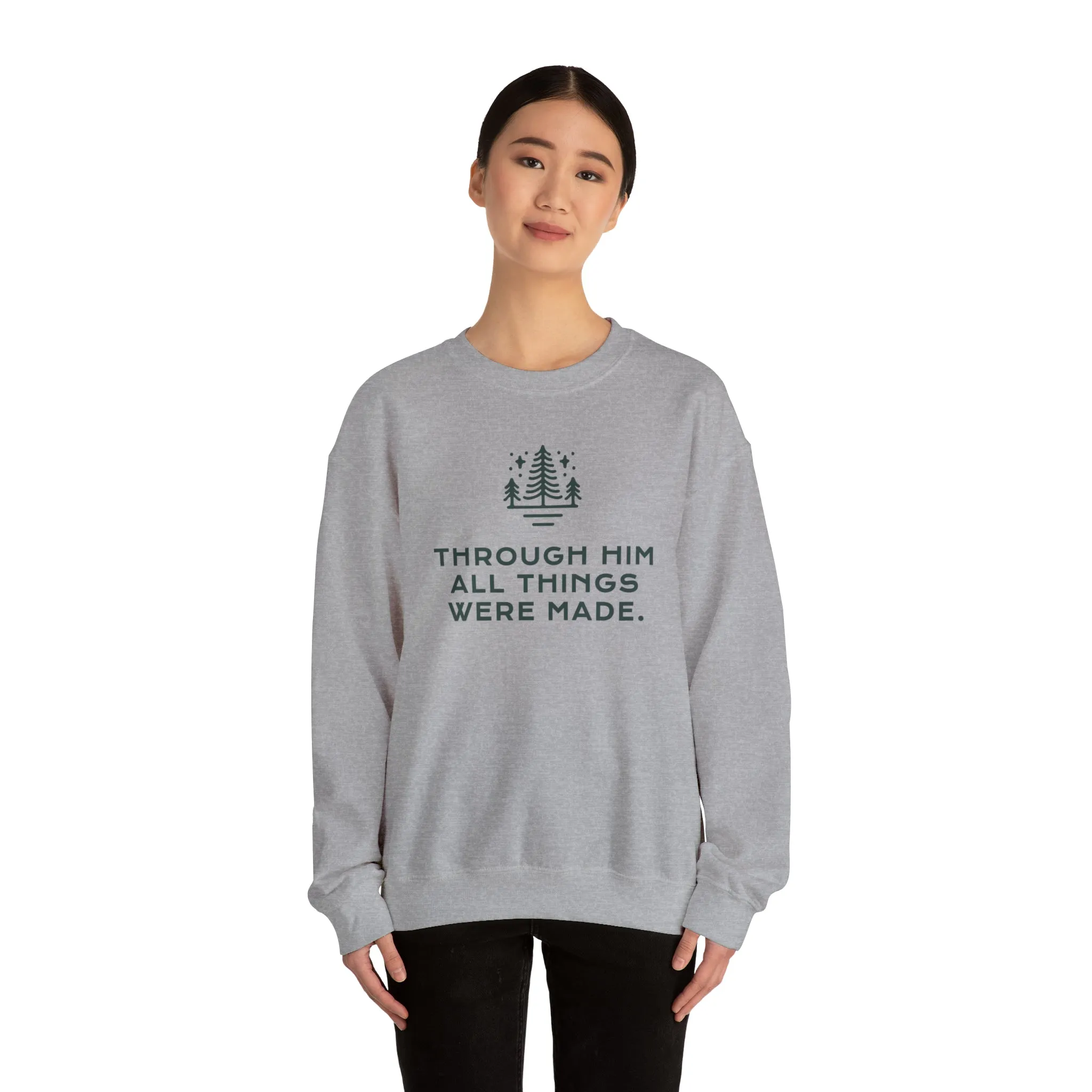 Christian Crewneck Sweater - Through Him Bible Verse Sweatshirt - TWCC