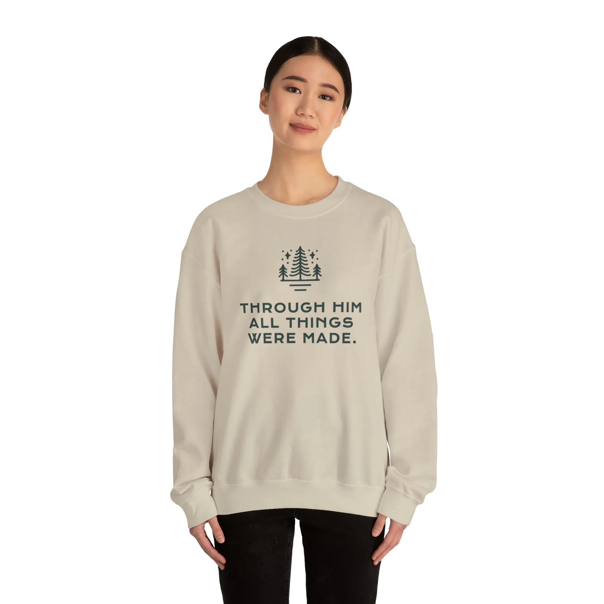 Christian Crewneck Sweater - Through Him Bible Verse Sweatshirt - TWCC