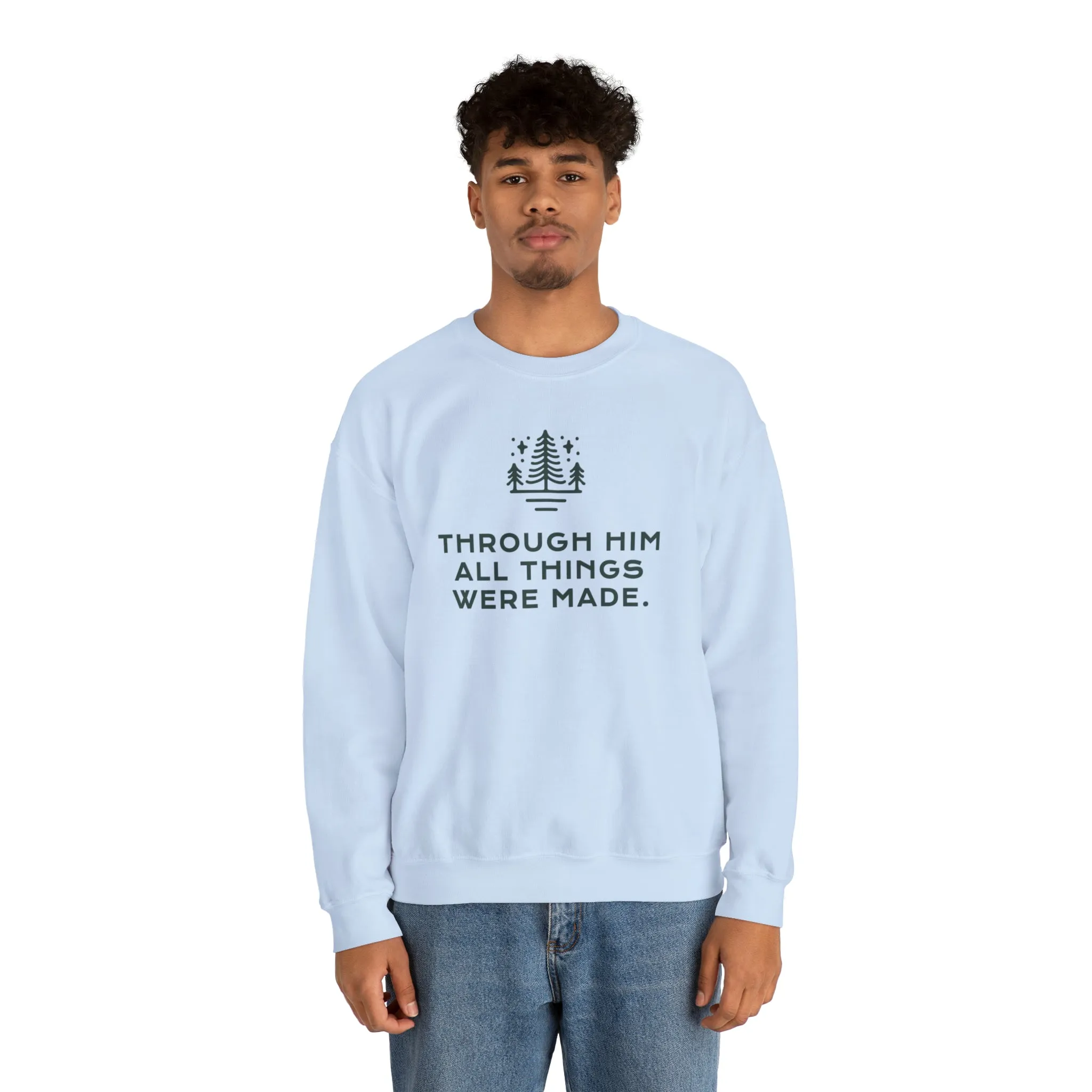 Christian Crewneck Sweater - Through Him Bible Verse Sweatshirt - TWCC