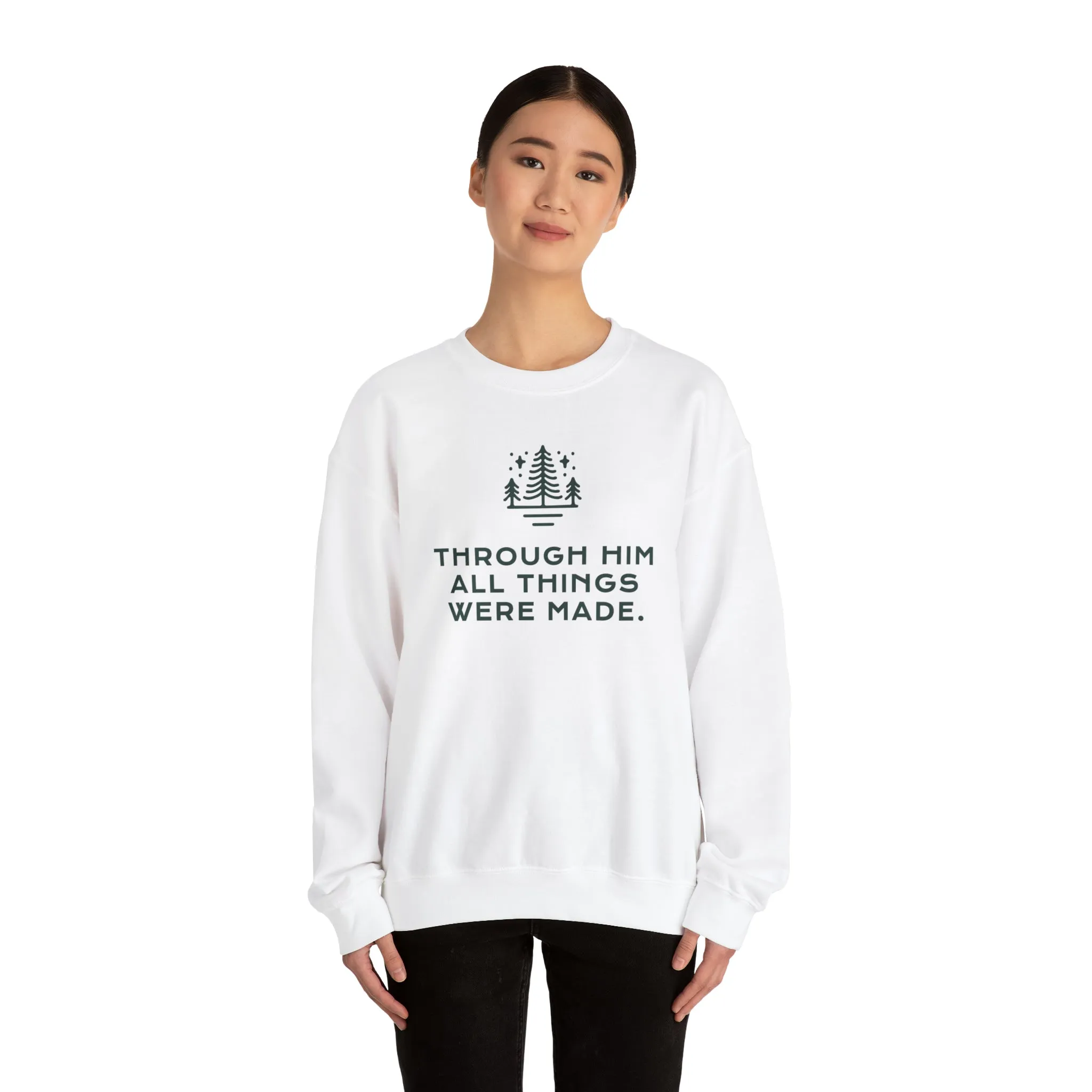 Christian Crewneck Sweater - Through Him Bible Verse Sweatshirt - TWCC