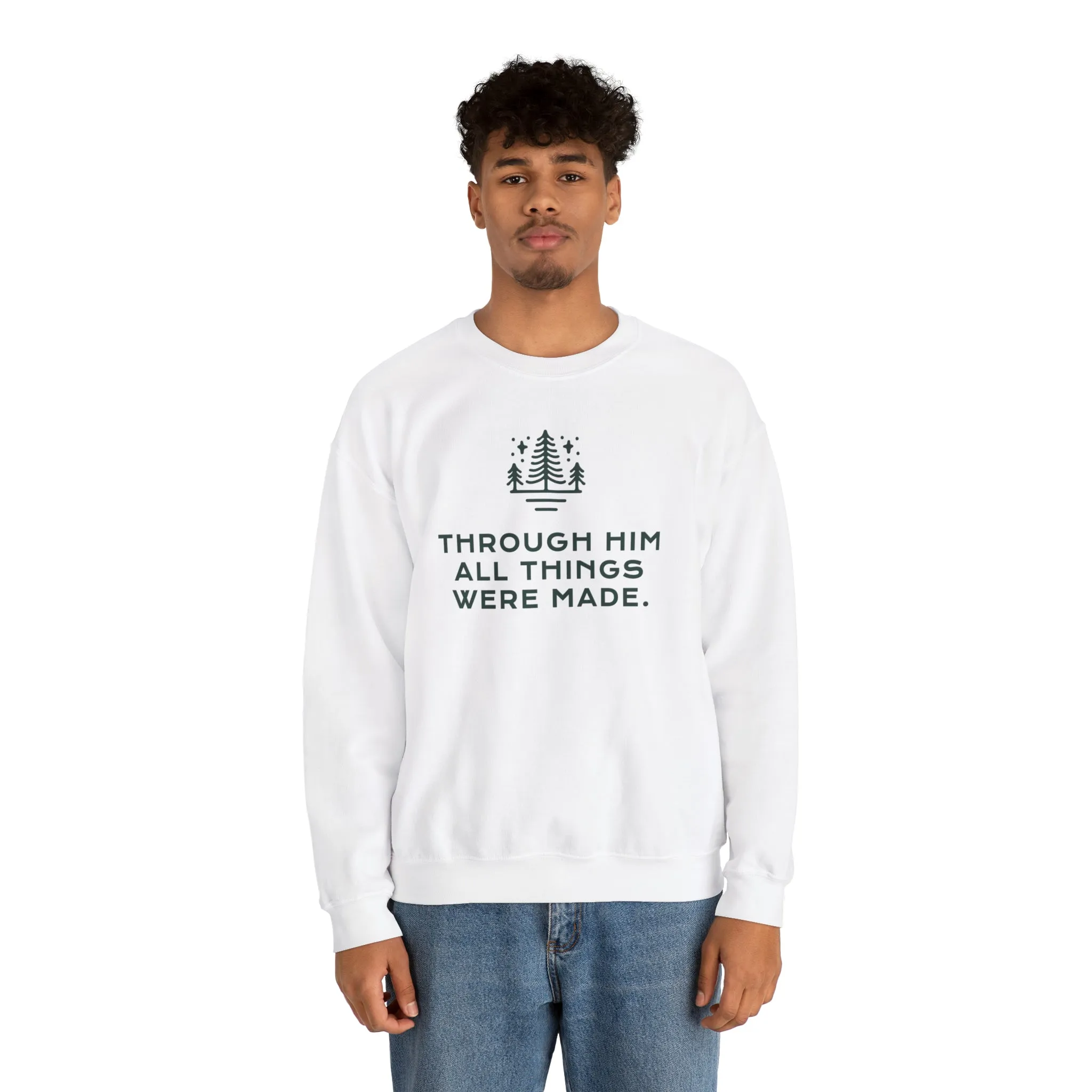 Christian Crewneck Sweater - Through Him Bible Verse Sweatshirt - TWCC