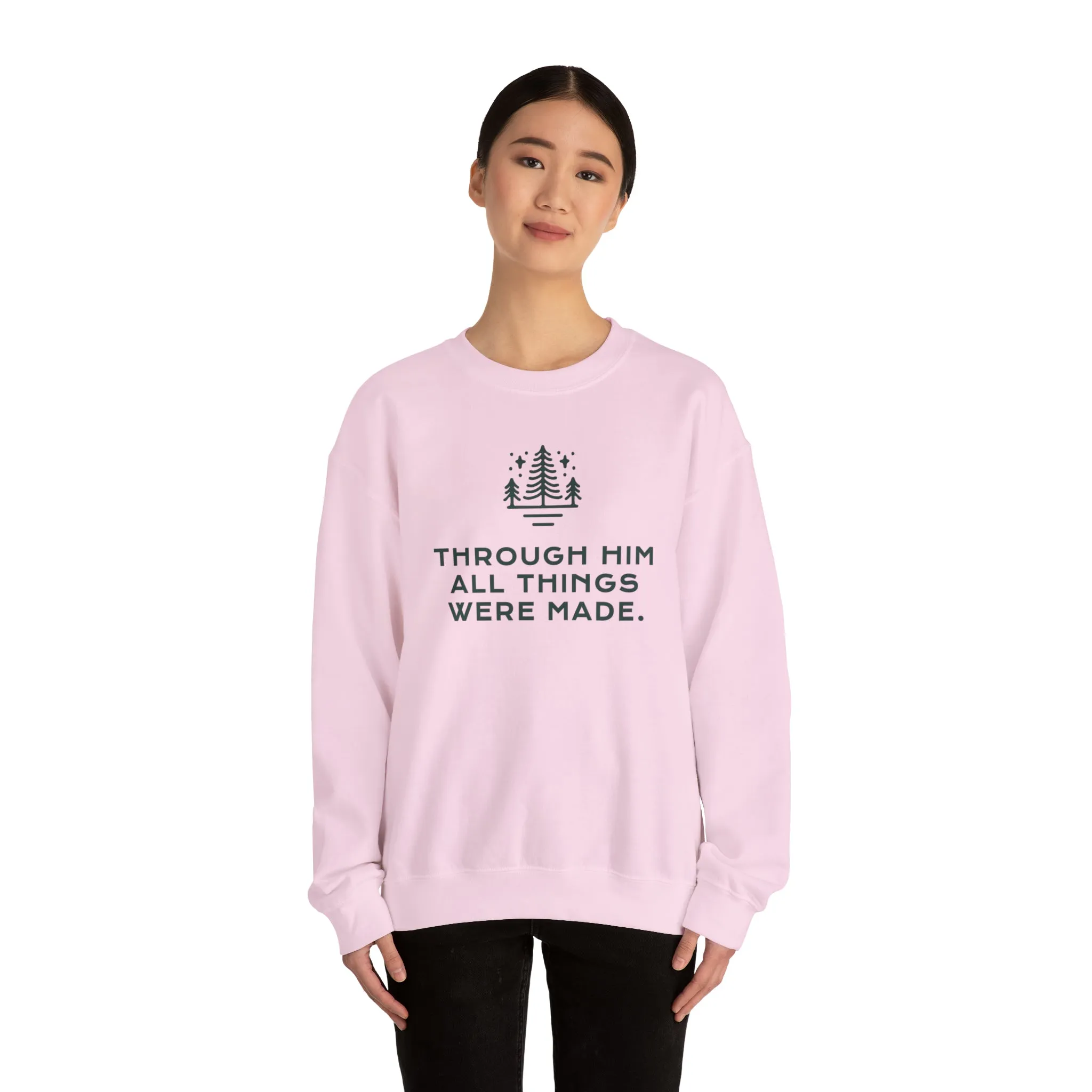 Christian Crewneck Sweater - Through Him Bible Verse Sweatshirt - TWCC