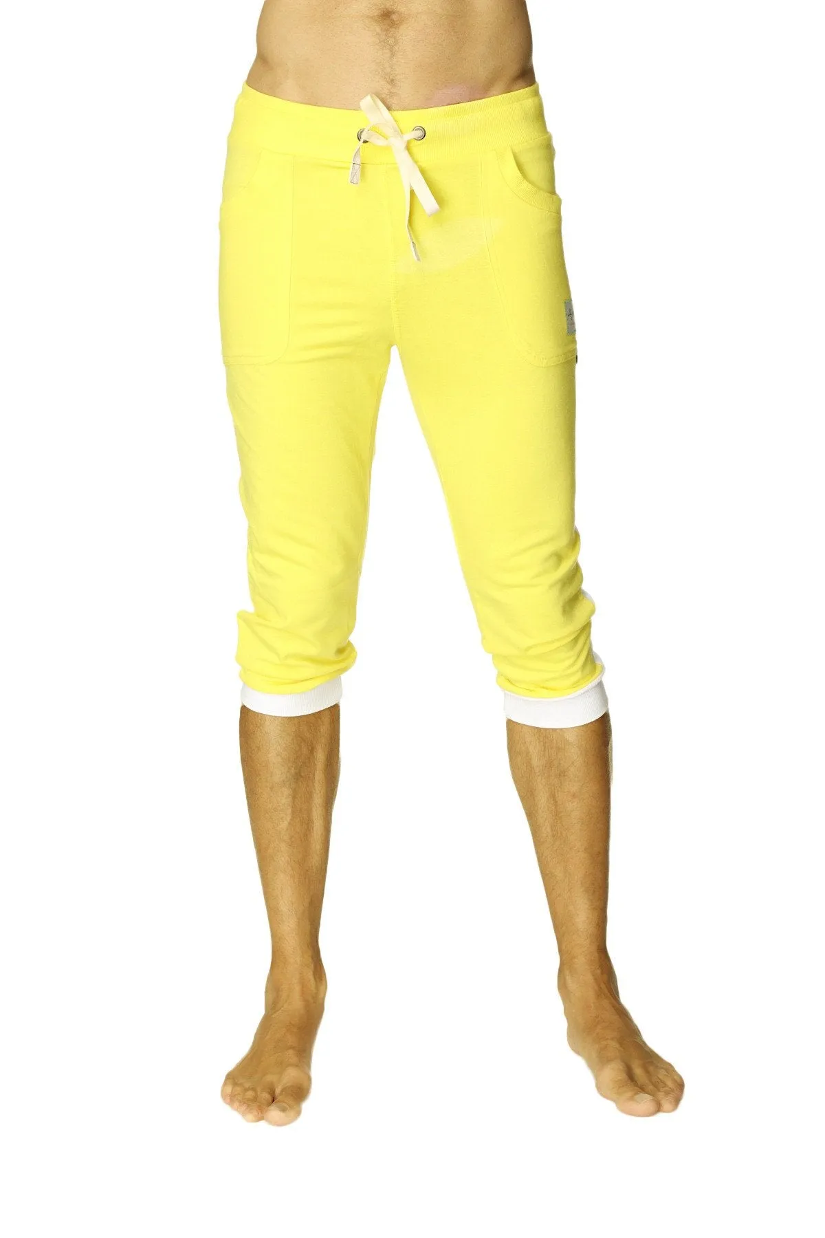 Cuffed Yoga Pants (Tropic Yellow w/White)