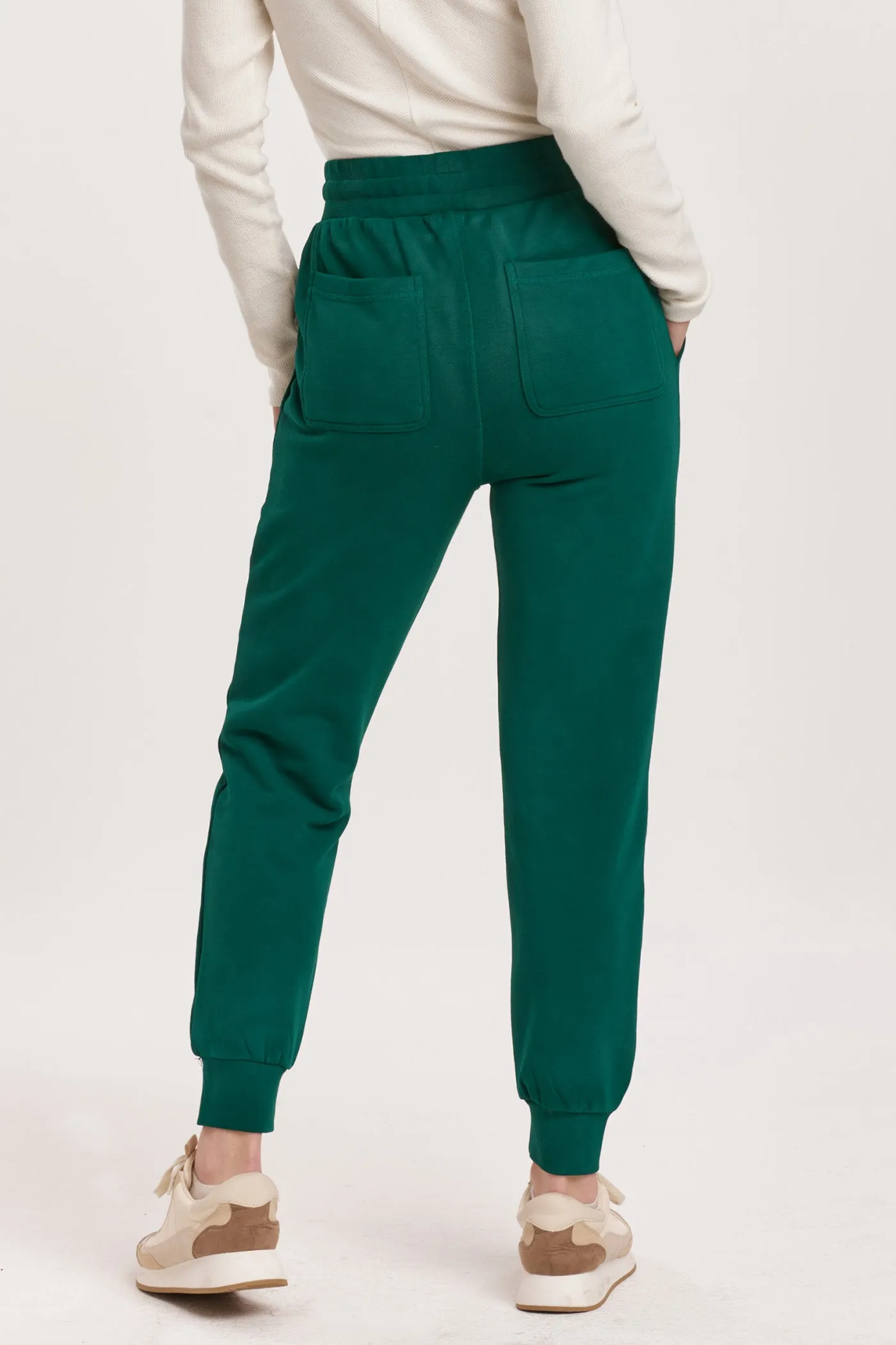 DAHLIA HIGH RISE ANKLE JOGGER PANTS DEEP EMERALD